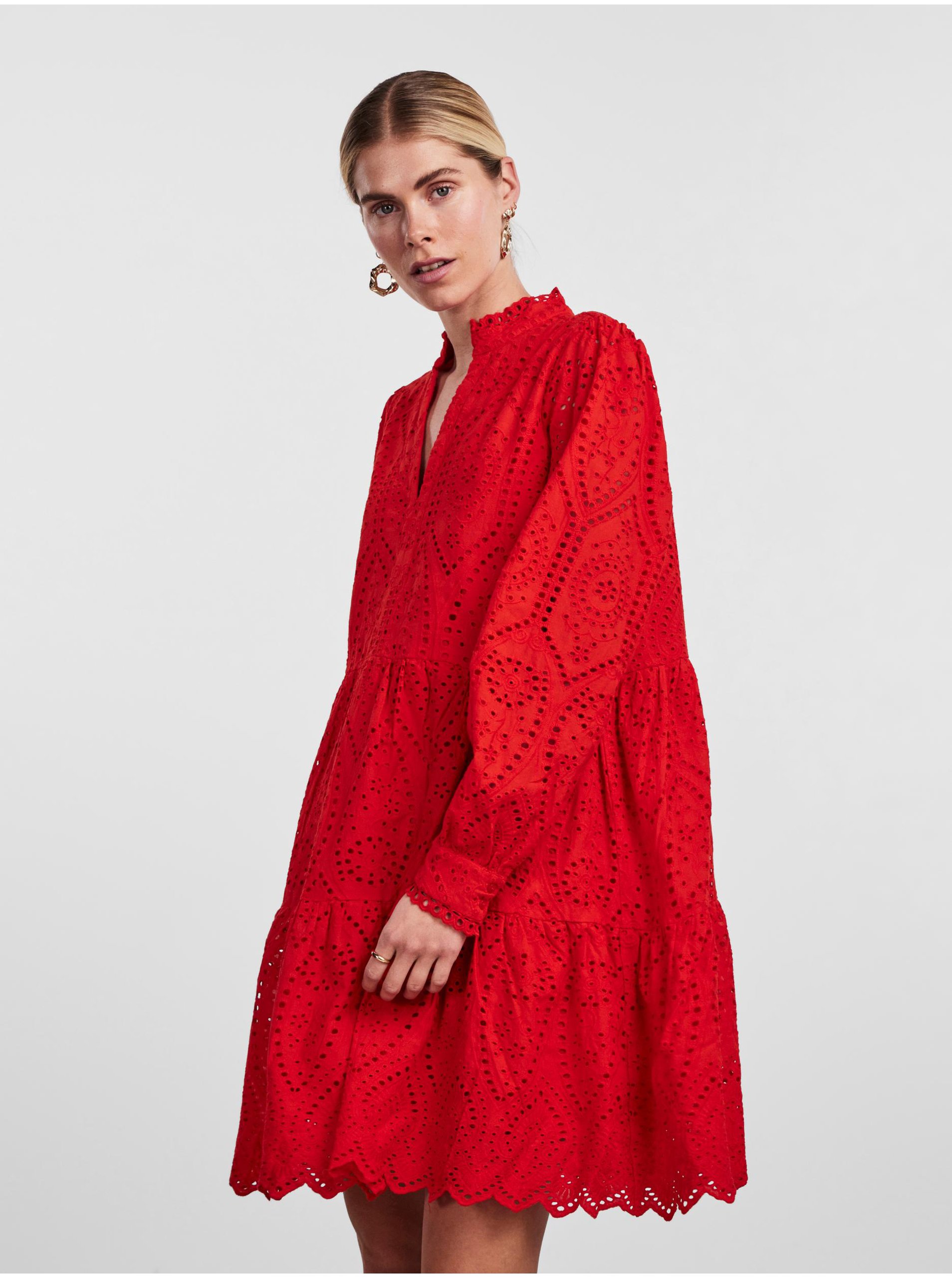 Lacno Červené dámske vzorované šaty Y.A.S Holi