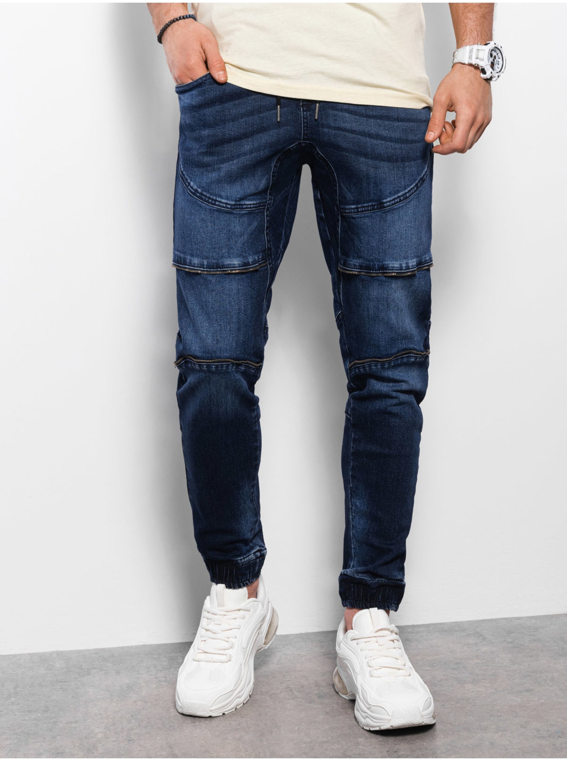 E-shop Tmavě modré pánské slim fit džíny Ombre Clothing