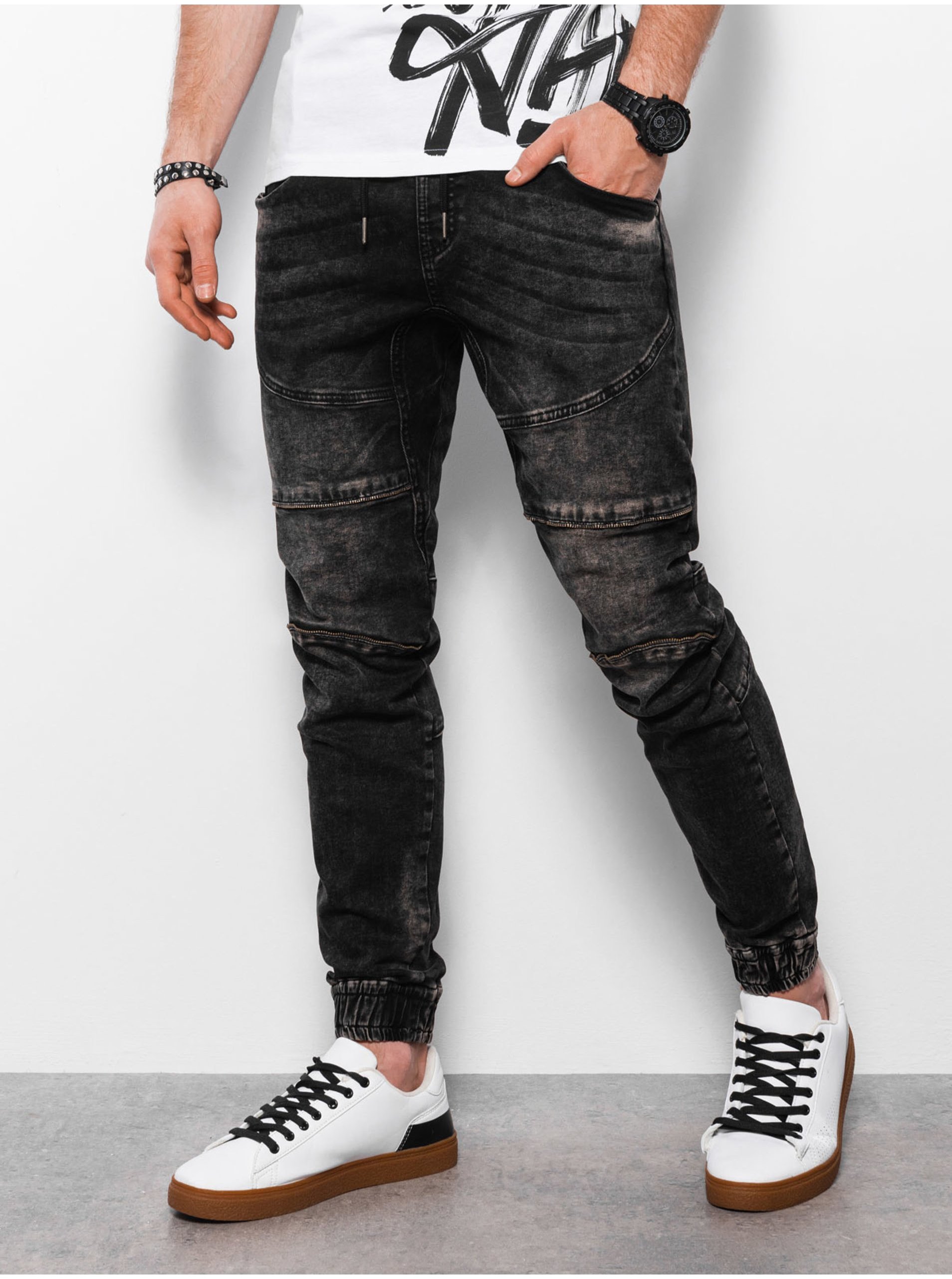 E-shop Černé pánské slim fit džíny Ombre Clothing