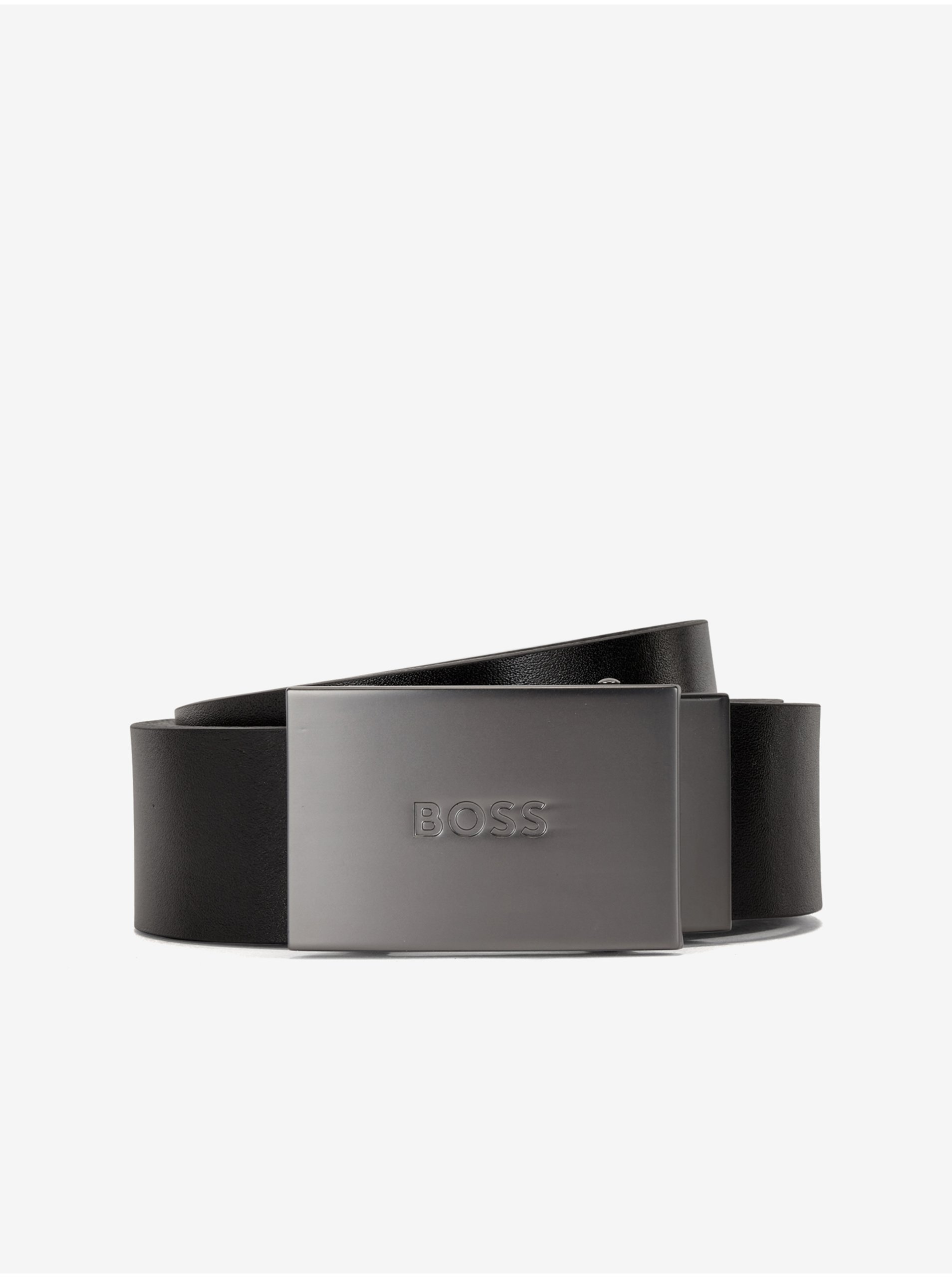 Levně Černý pánský kožený pásek Hugo Boss Join
