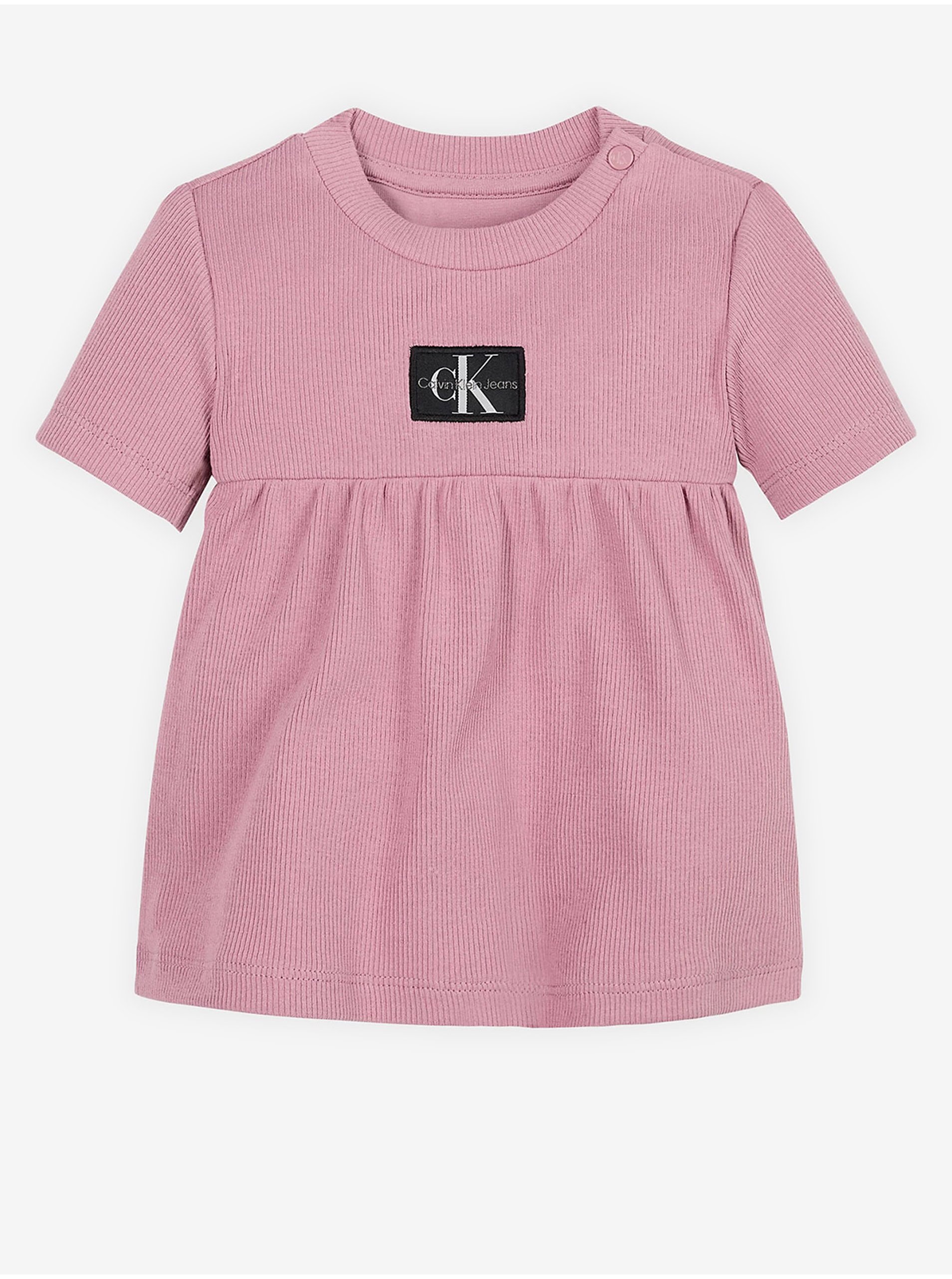 Levně Růžové holčičí žebrované šaty Calvin Klein Jeans