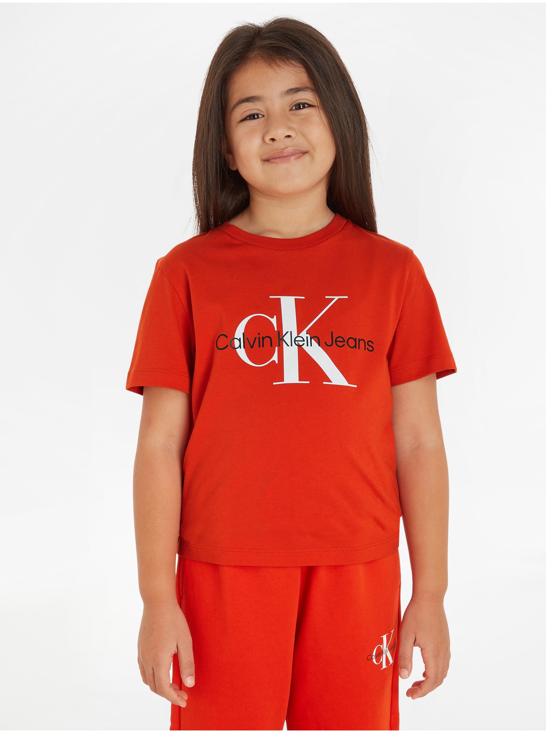 Levně Červené dětské tričko Calvin Klein Jeans