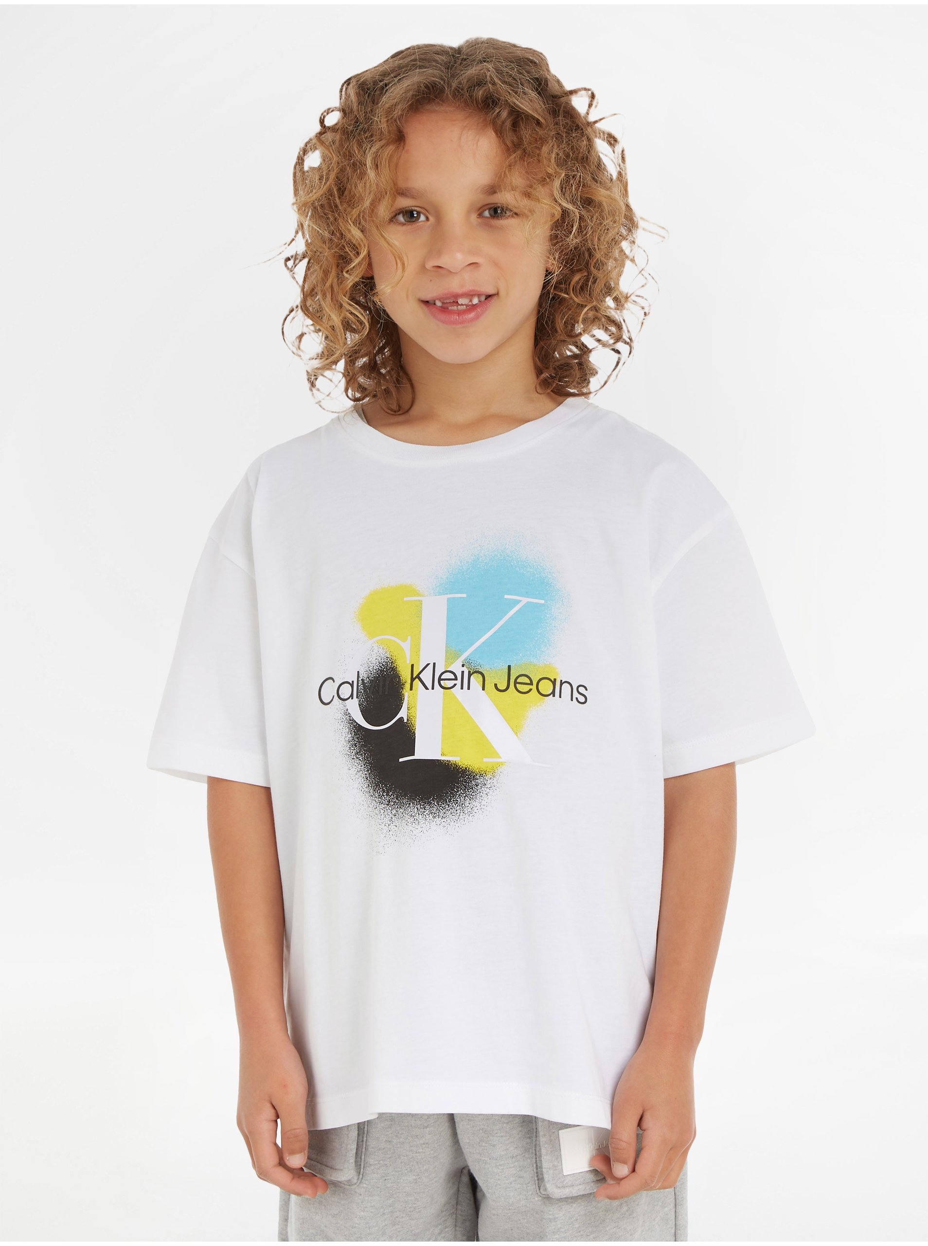 E-shop Bílé dětské tričko Calvin Klein Jeans