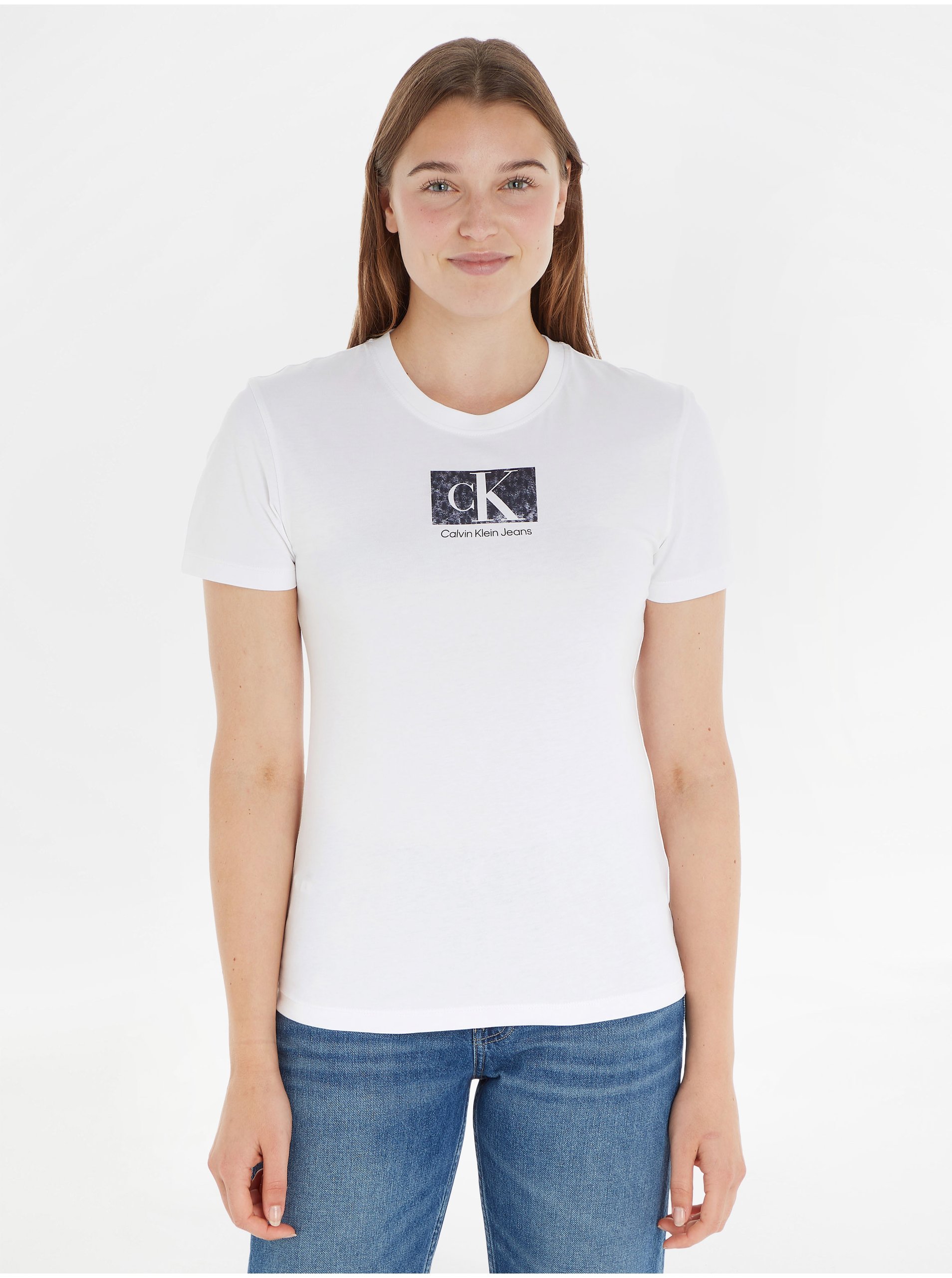E-shop Bílé dámské tričko Calvin Klein Jeans