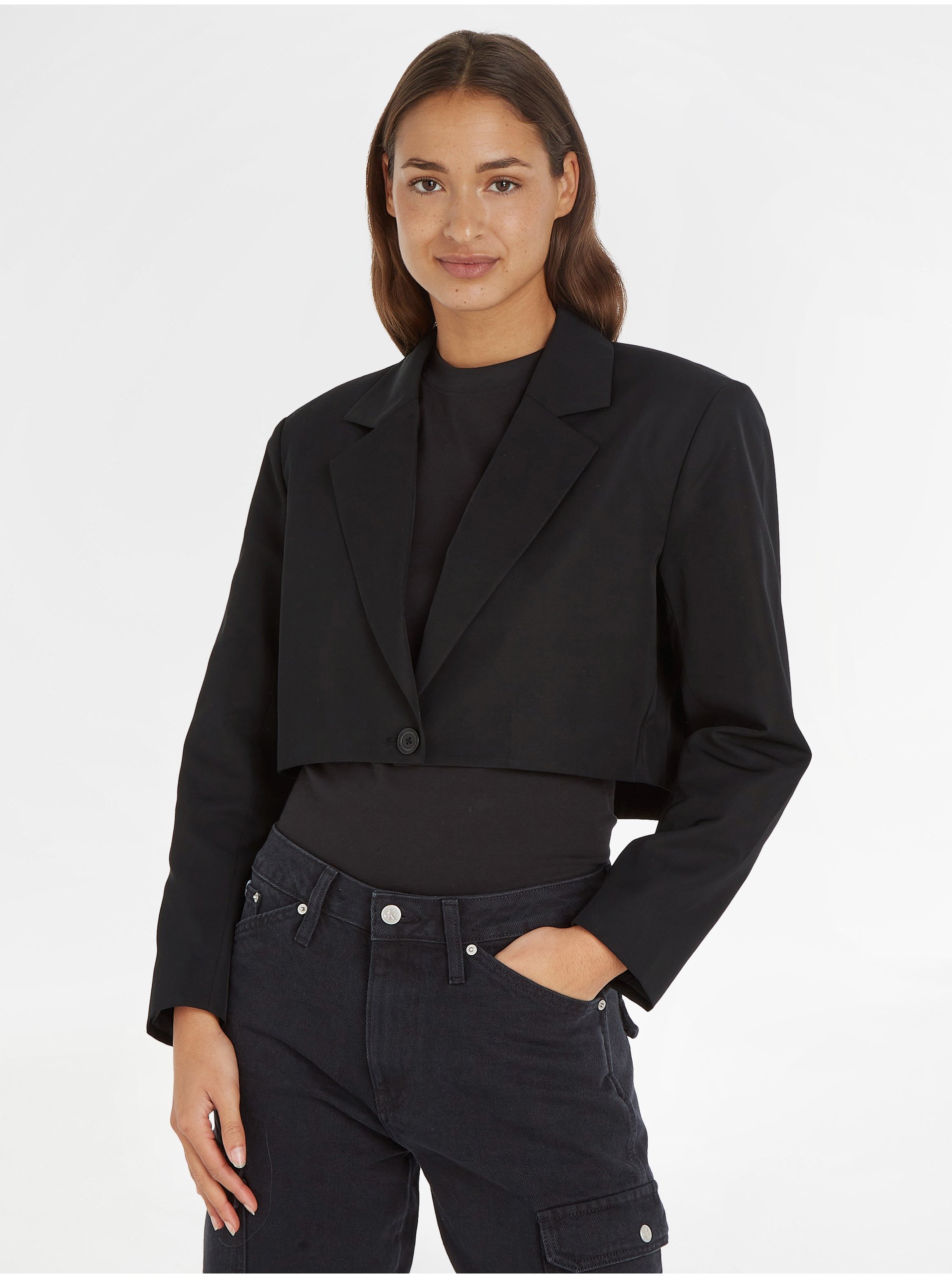 Lacno Čierne dámske krátke sako Calvin Klein Jeans