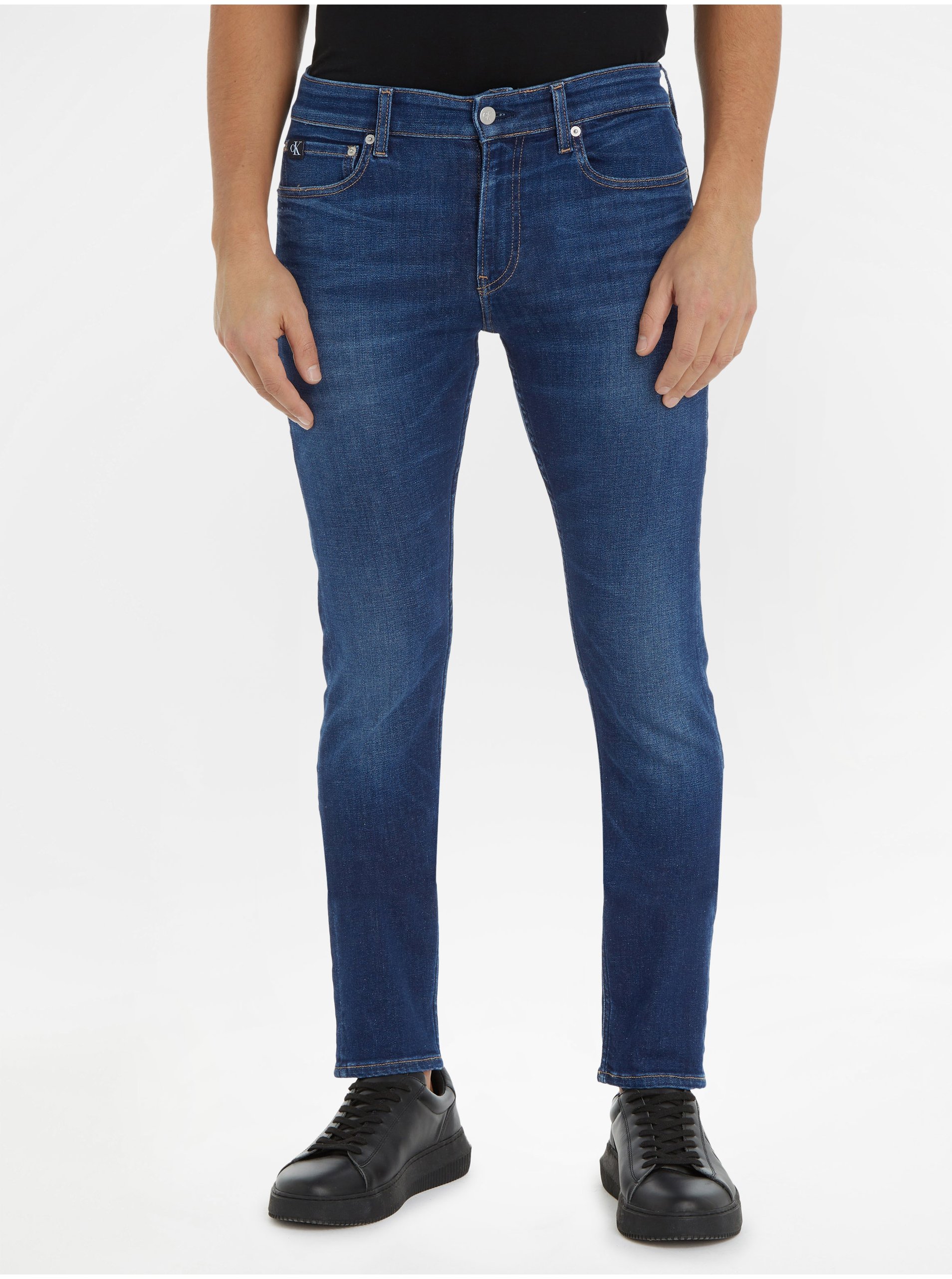 Lacno Tmavomodré pánske slim fit džínsy Calvin Klein Jeans