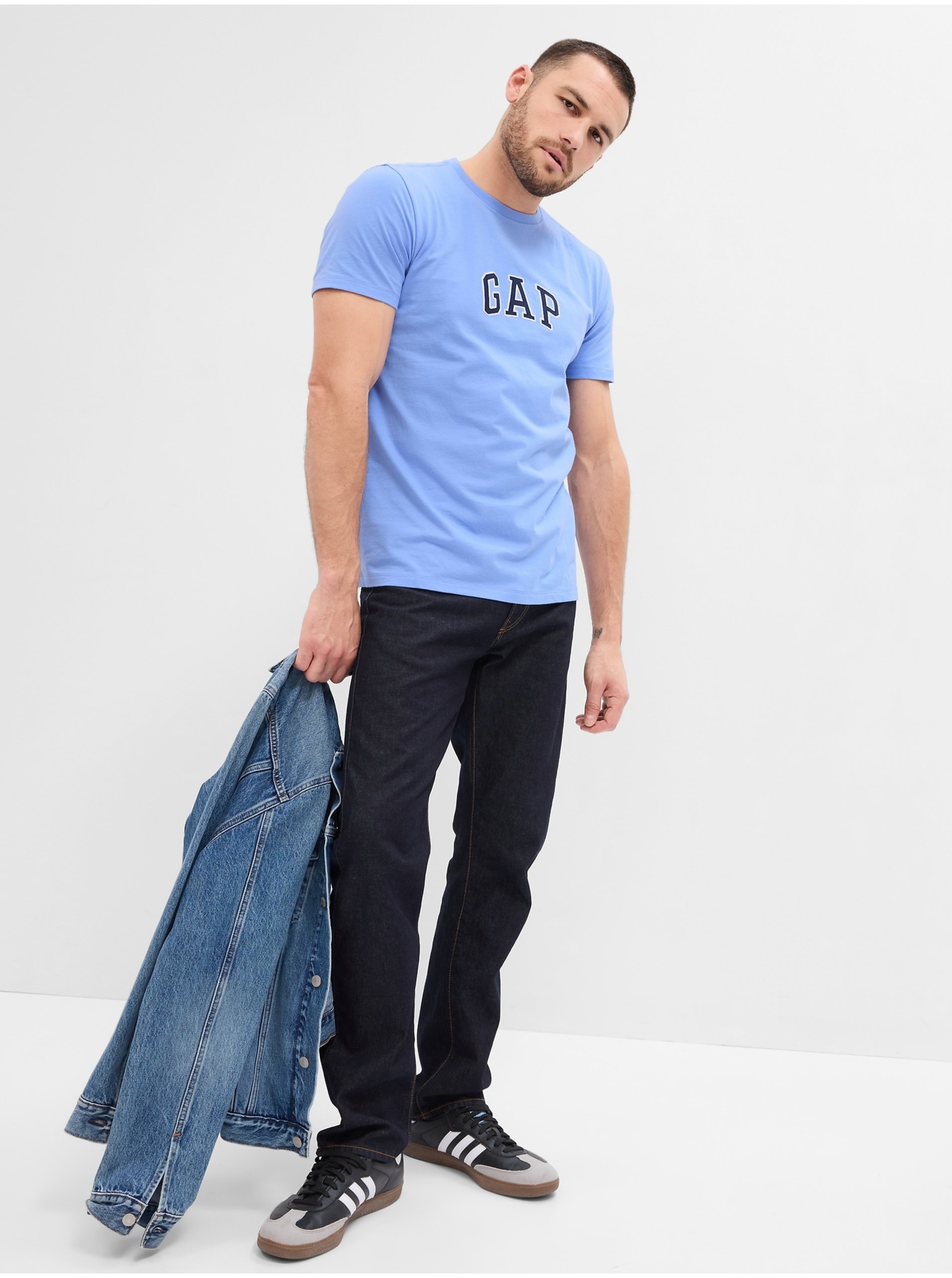 Lacno Modré pánske tričko s logom GAP