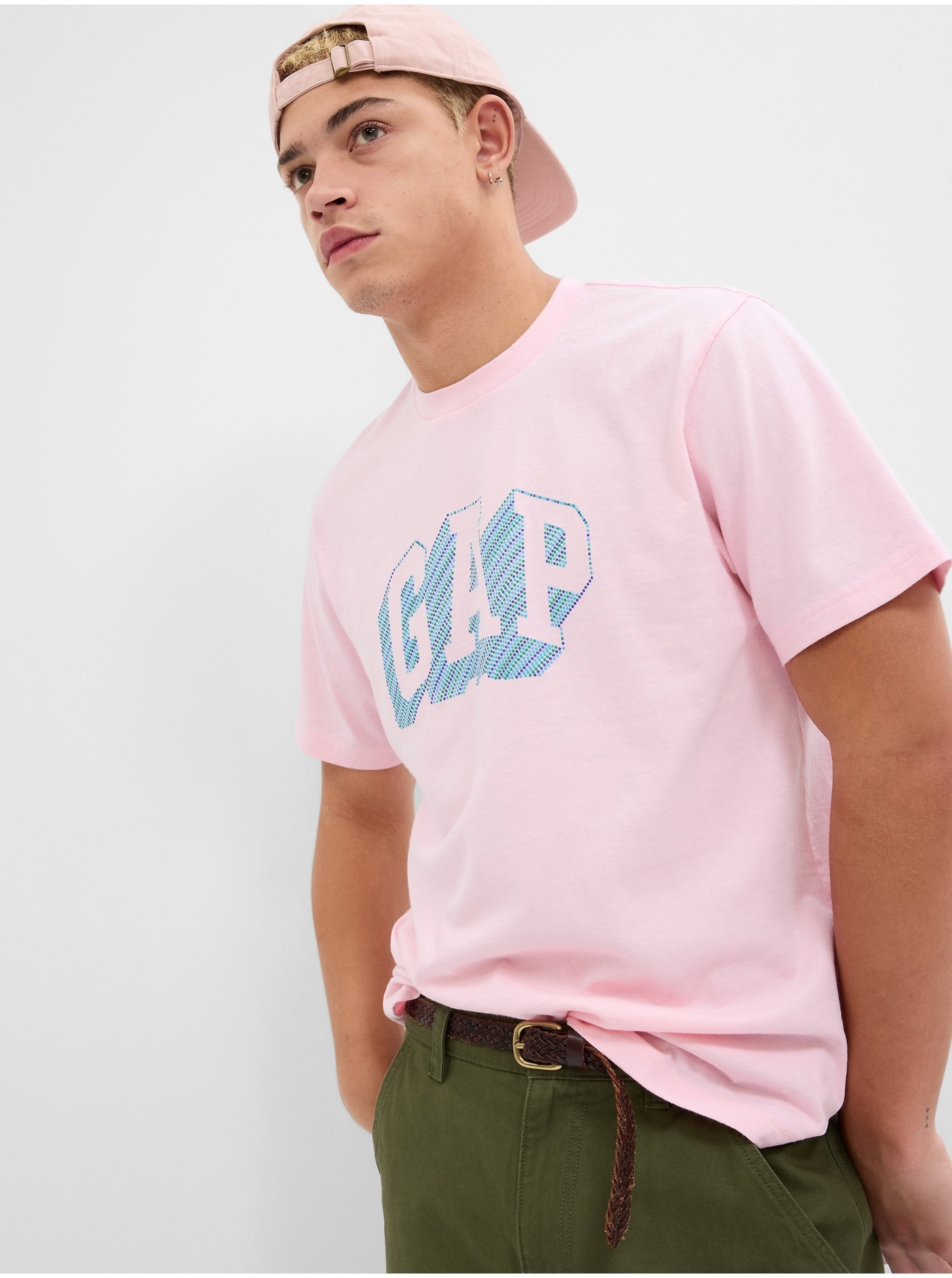 Lacno Ružové pánske tričko s logom GAP