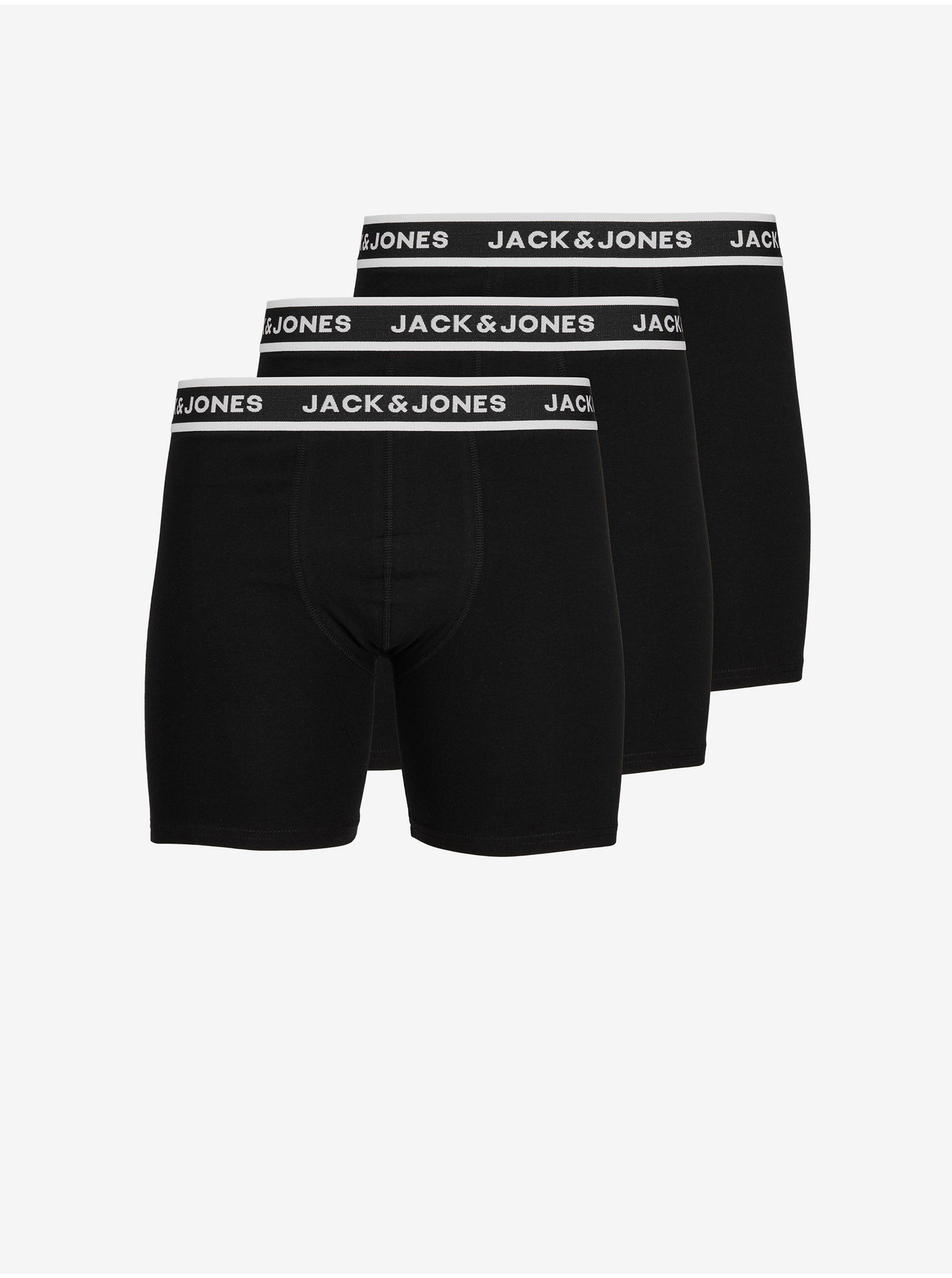 Lacno Súprava troch pánskych boxeriek v čiernej farbe Jack & Jones Solid