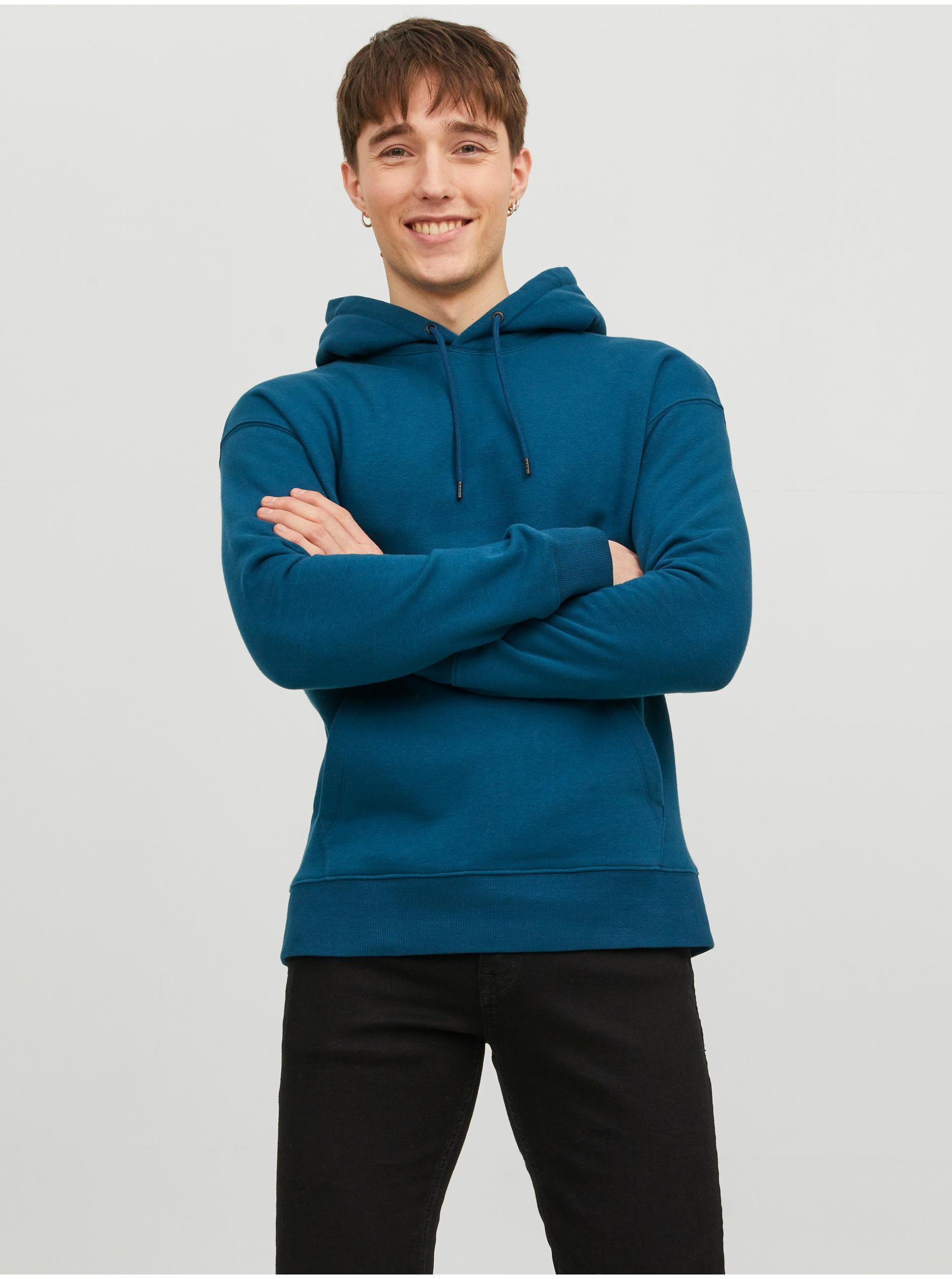 Levně Modrá pánská basic mikina s kapucí Jack & Jones Star