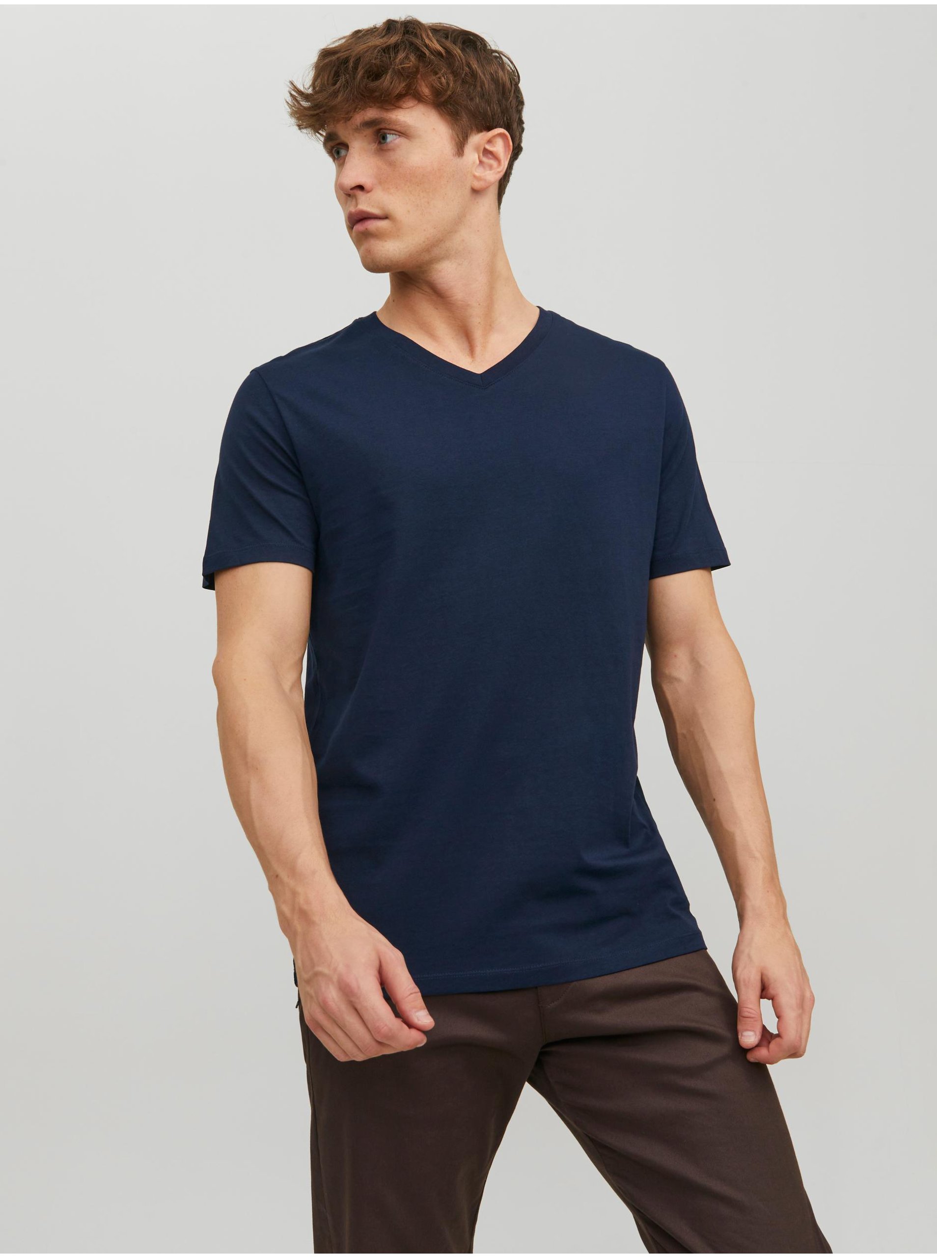 E-shop Tmavě modré pánské basic tričko Jack & Jones Organic