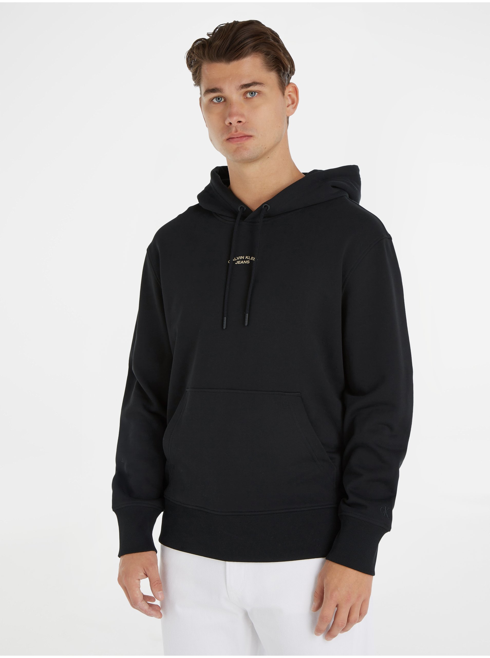 E-shop Černá pánská mikina s kapucí Calvin Klein Jeans Canvas Curve