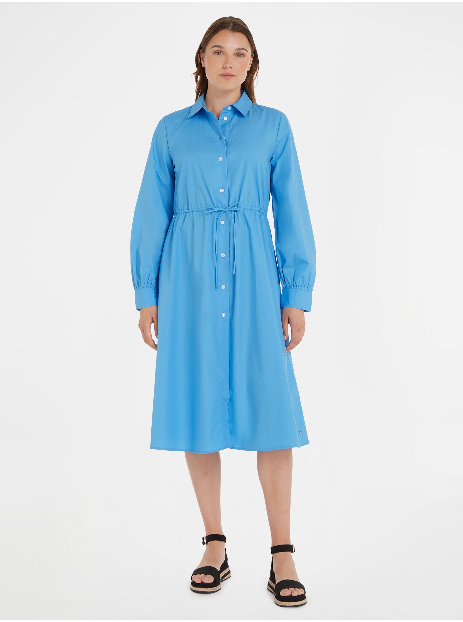 E-shop Modré dámske košeľové šaty Tommy Hilfiger 1985