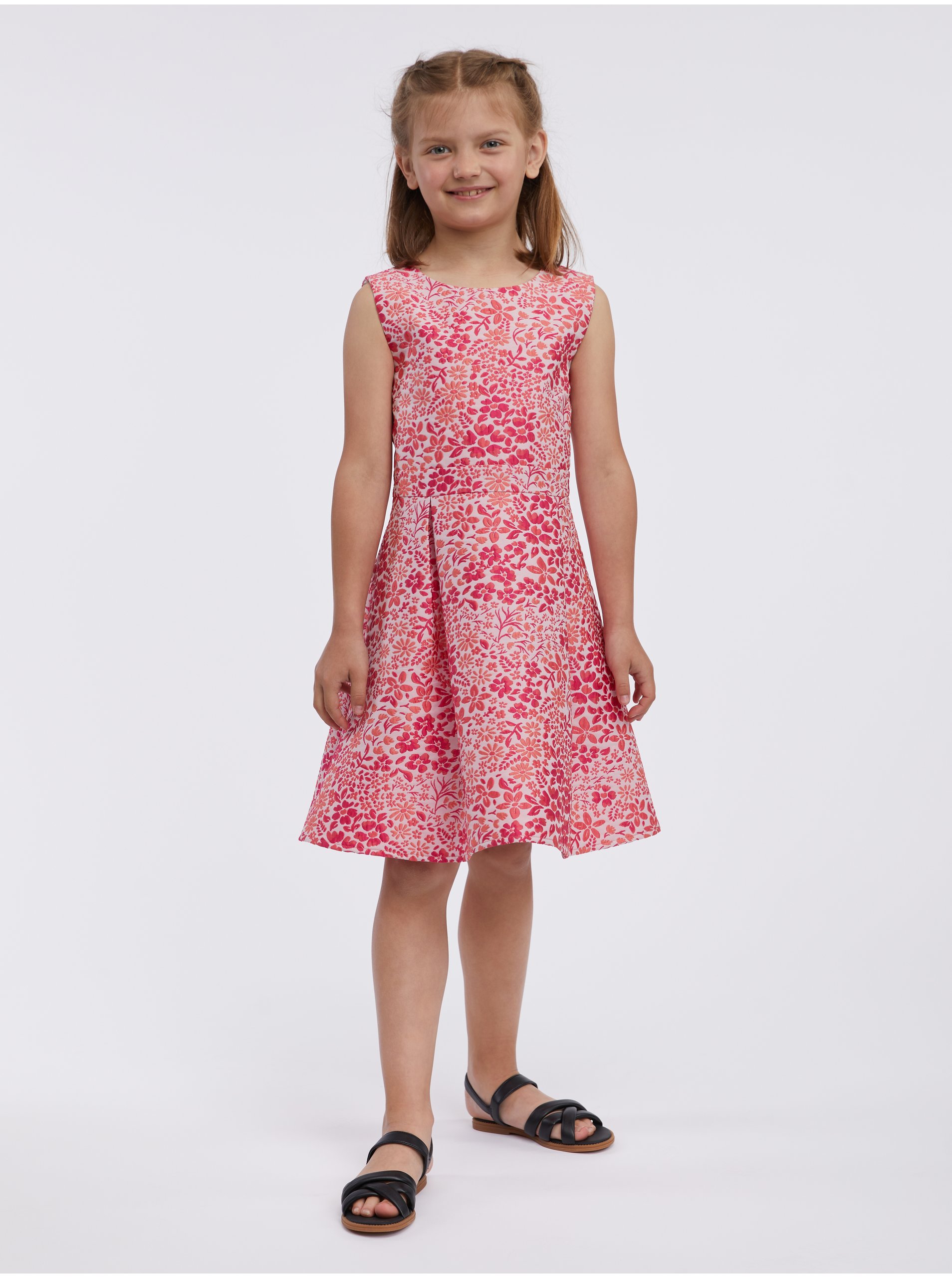 E-shop Červeno-ružové dievčenské kvetované šaty ORSAY