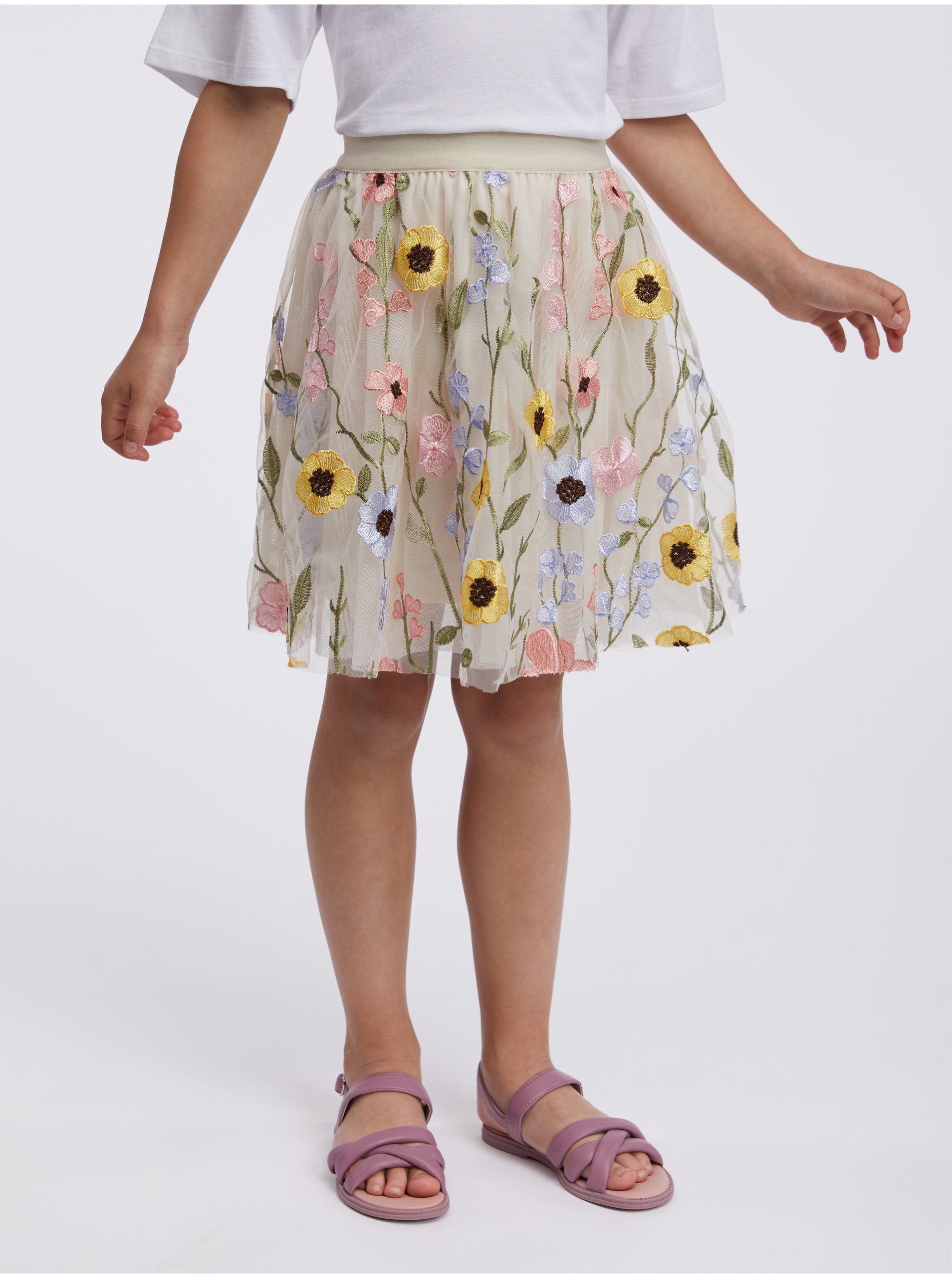 Levně Krémová holčičí květovaná sukně ORSAY