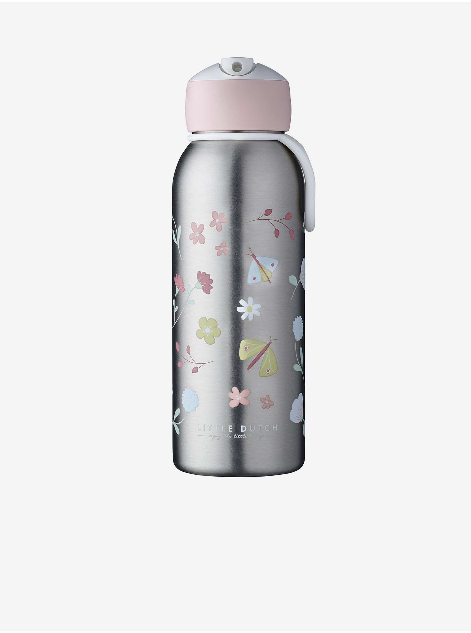 E-shop Růžovo-šedá dětská termo lahev Mepal Campus Flowers & Butterflies 350 ml