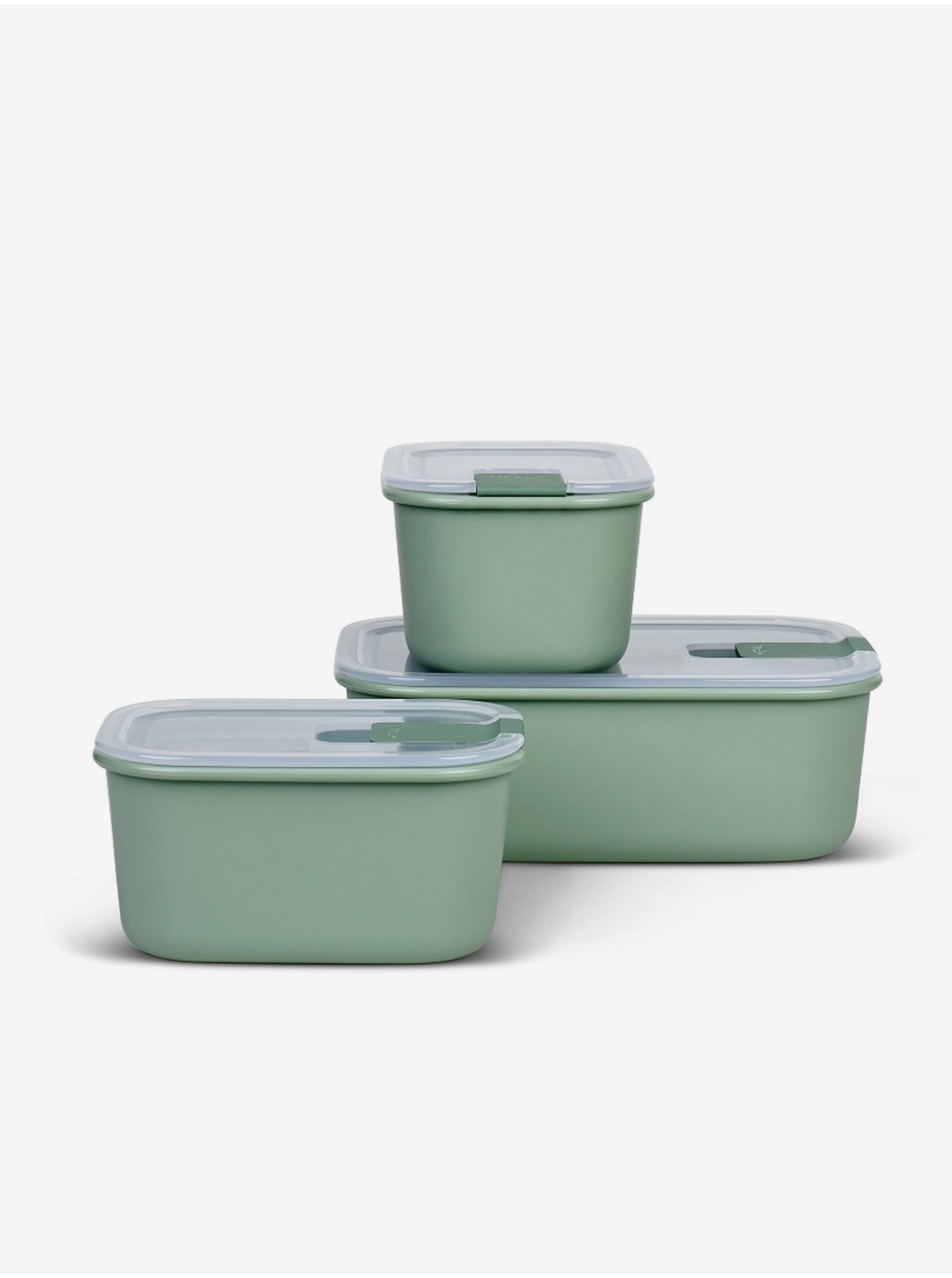 Levně Sada tří úložných boxů na potraviny v světle zelené barvě Mepal EasyClip 2x450 + 1000 ml