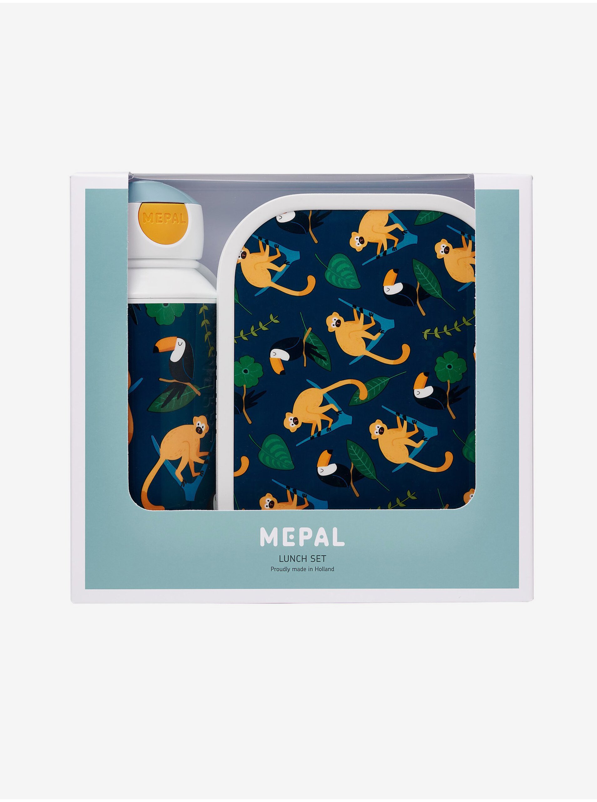Lacno Tmavomodrý detský vzorovaný desiatový set Mepal Campus Jungle