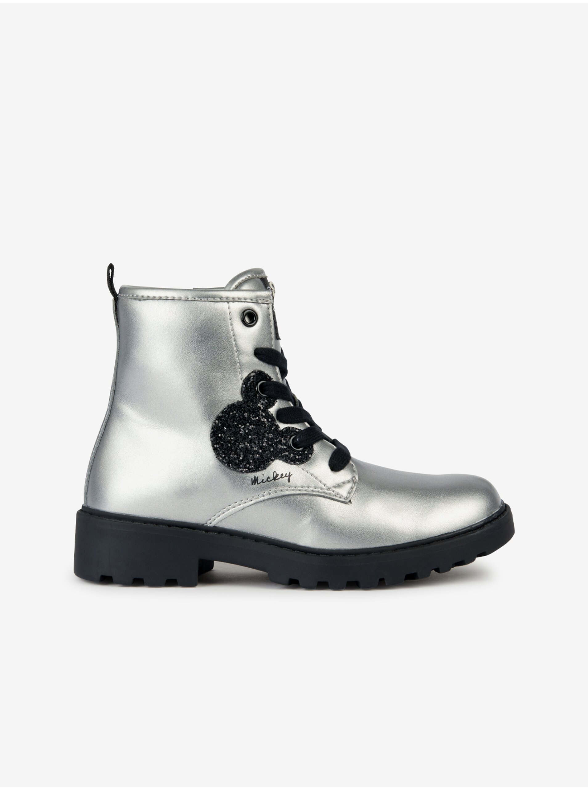 Levně Holčičí kotníkové boty ve stříbrné barvě Geox Casey