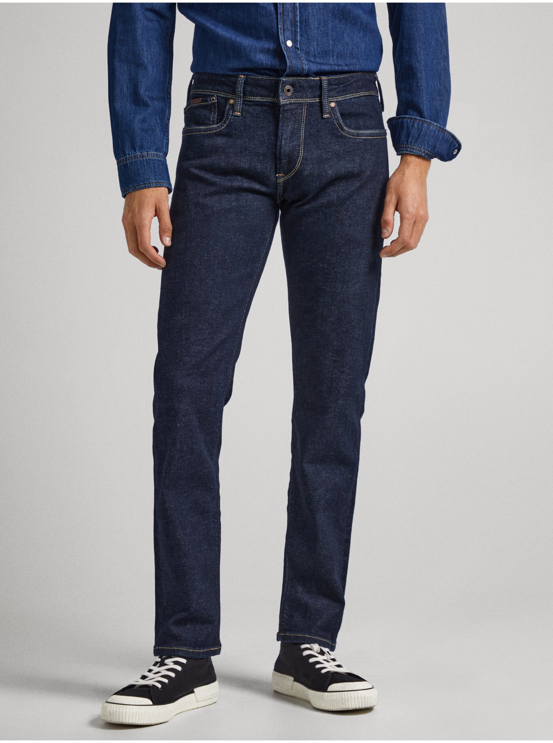 E-shop Tmavě modré pánské slim fit džíny Pepe Jeans Hatch