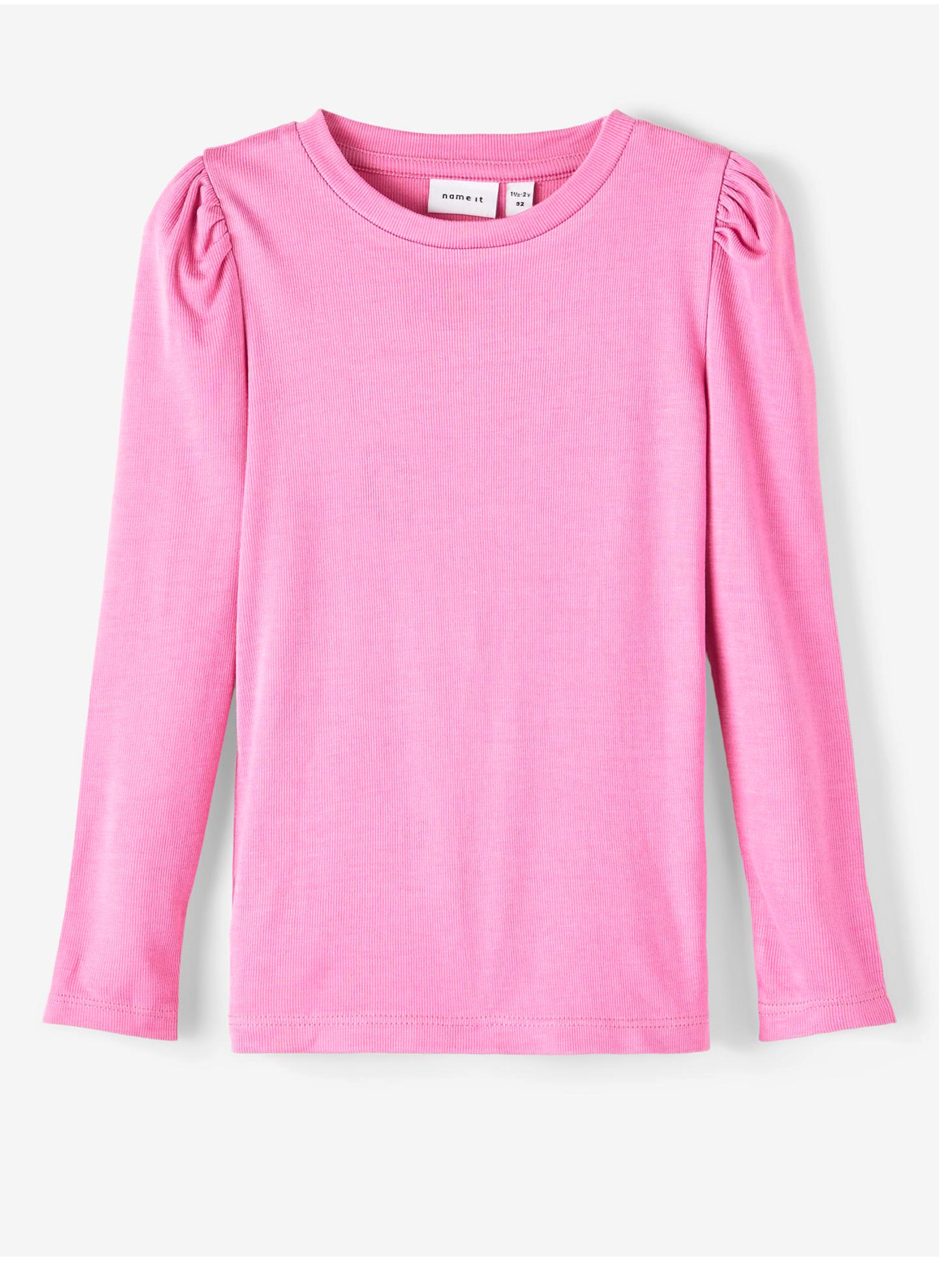 E-shop Růžové holčičí tričko s dlouhým rukávem name it Lilde