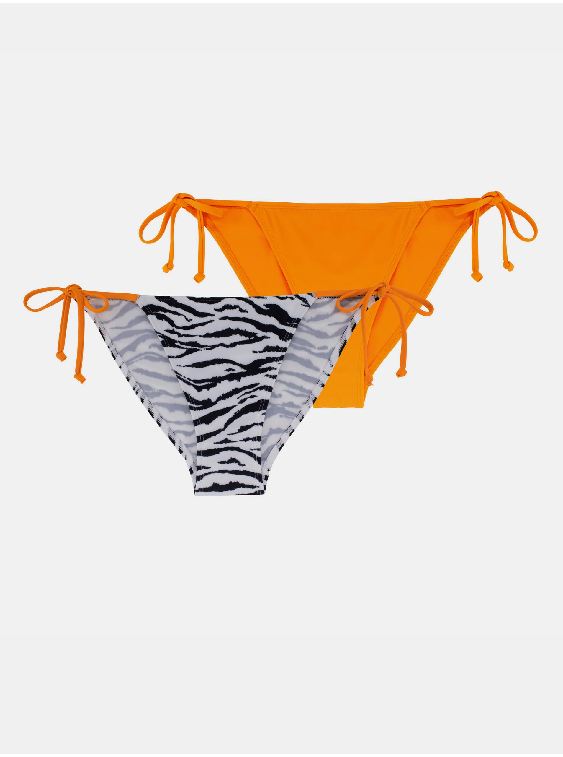 E-shop Súprava dvoch dámskych spodných dielov plaviek v oranžovej a bielej farbe DORINA Avalon