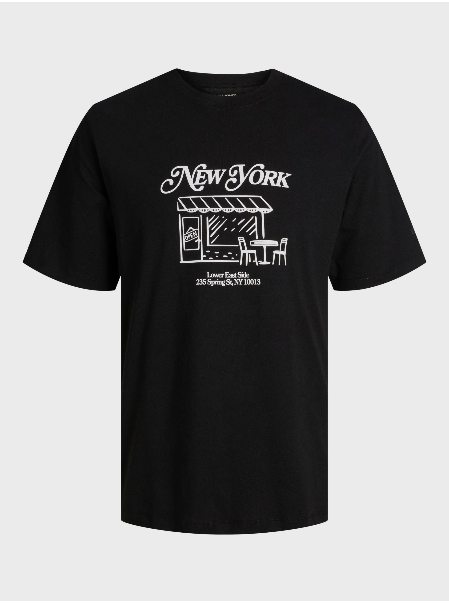 Lacno Čierne pánske tričko Jack & Jones Red Hook