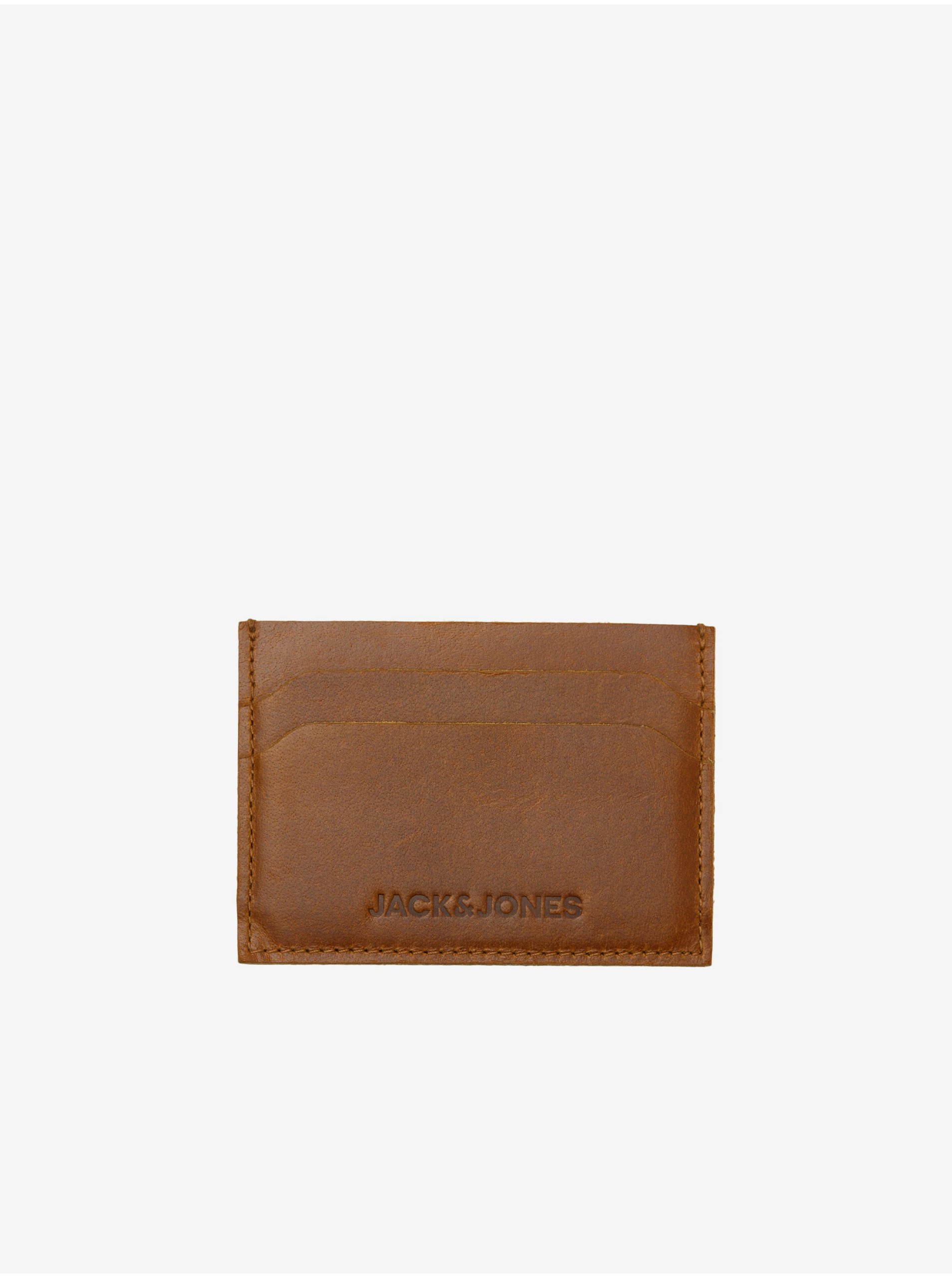 E-shop Hnedé pánske kožené púzdro na kreditné karty Jack & Jones Side