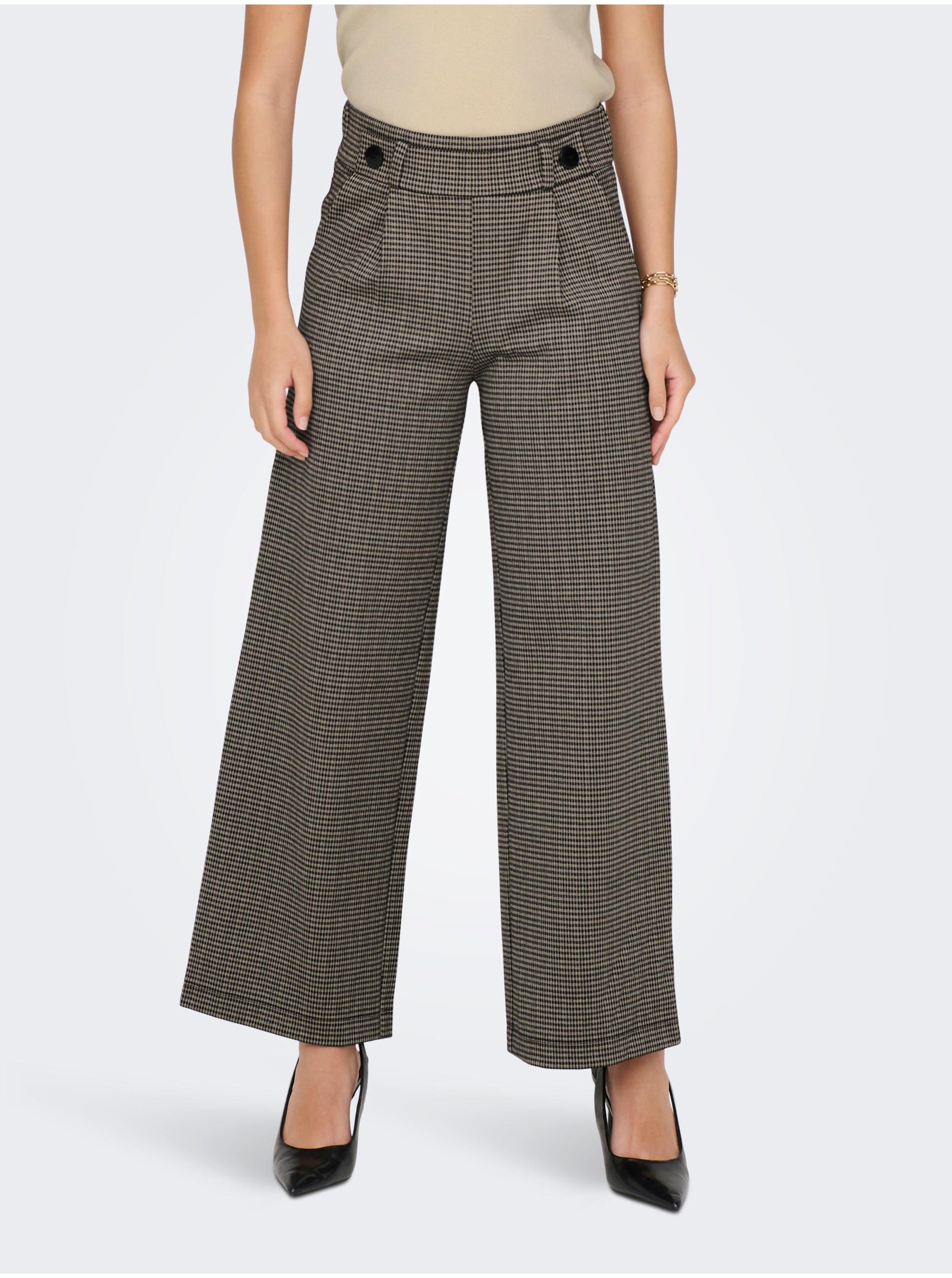 E-shop Čierno-béžové dámske vzorované široké nohavice JDY Geggo