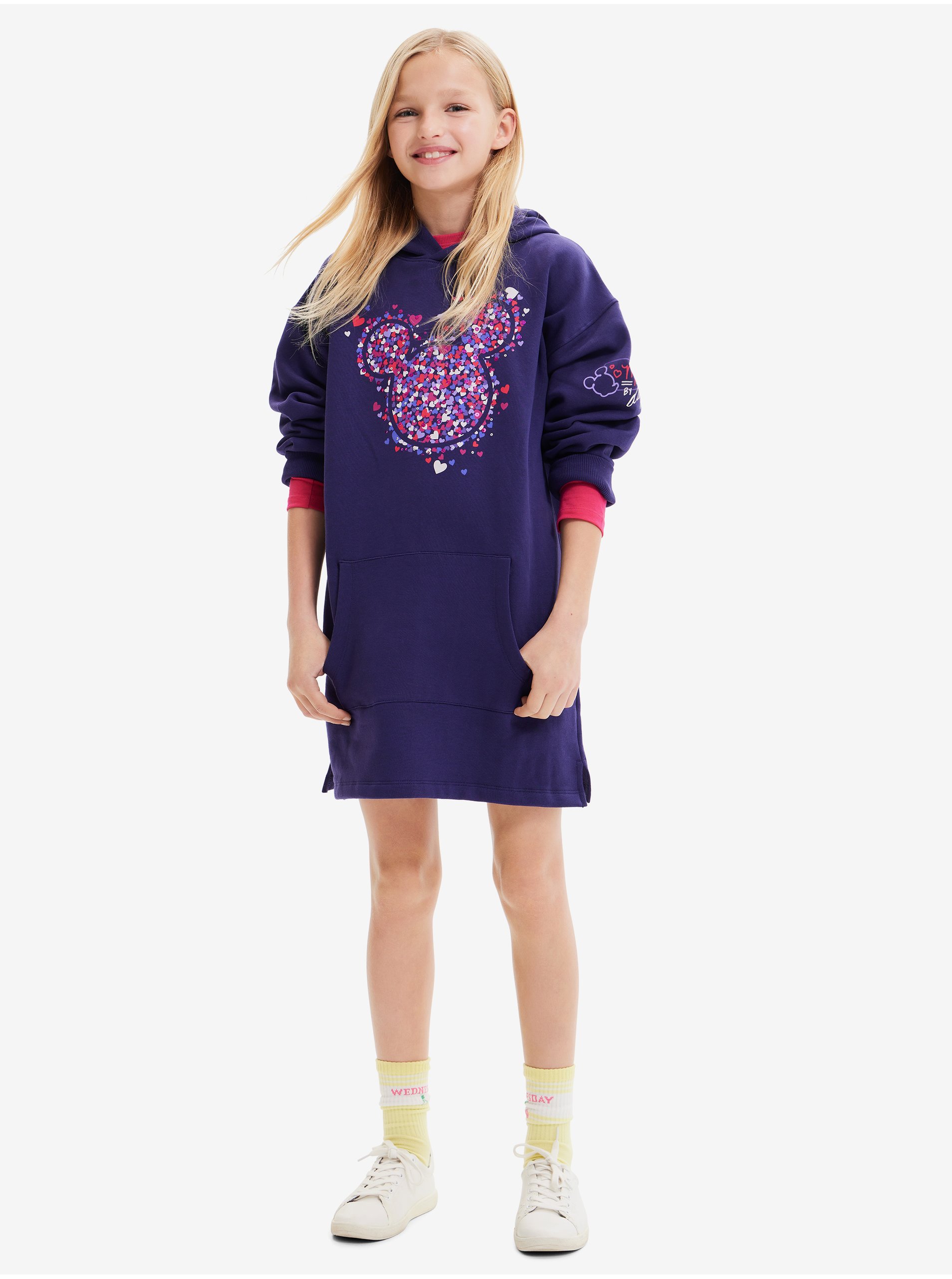 Lacno Fialové dievčenské mikinové šaty s kapucňou Desigual Emmline Disney