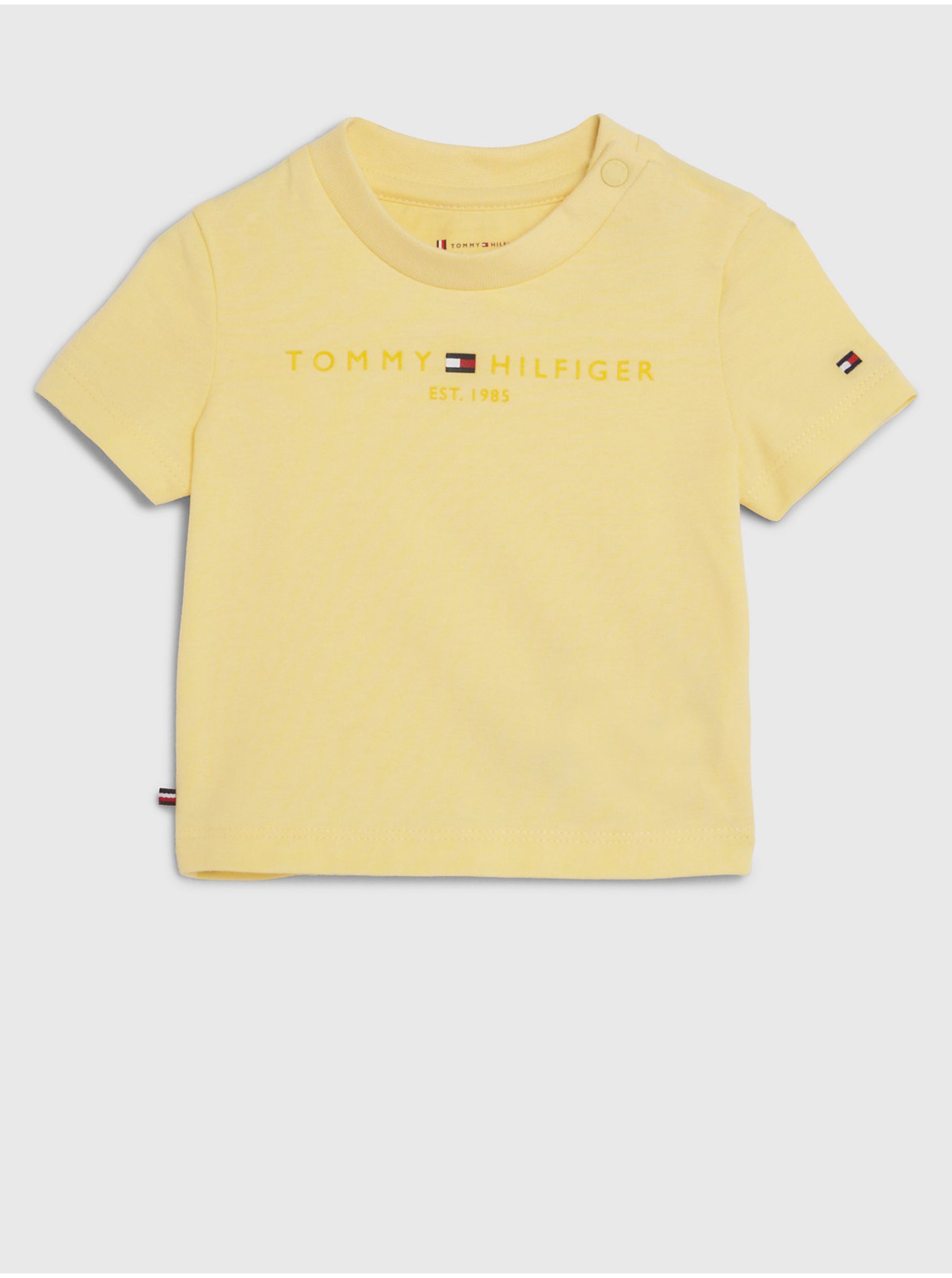 Levně Žluté dětské tričko Tommy Hilfiger Baby Essential