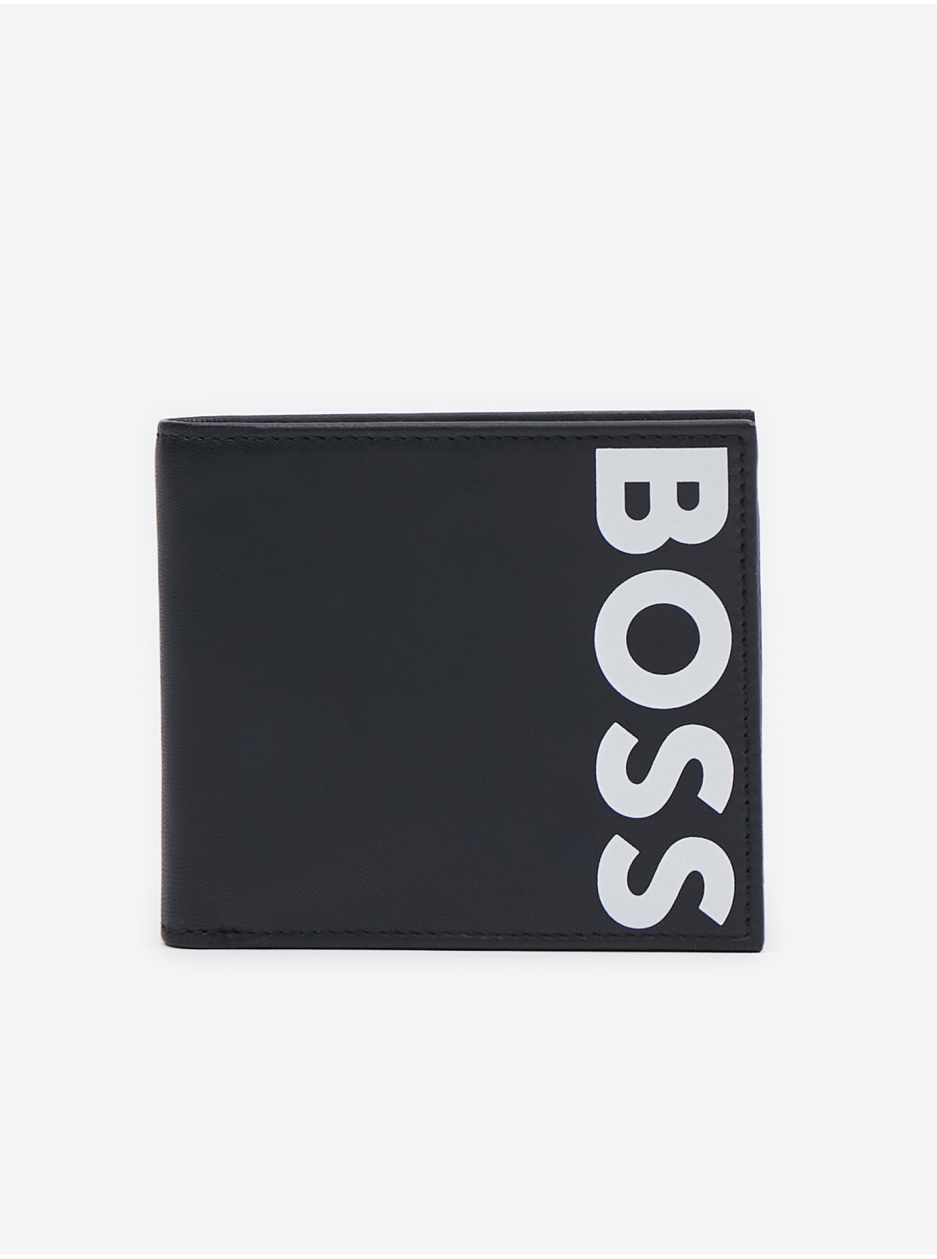 Levně Černá pánská kožená peněženka Hugo Boss
