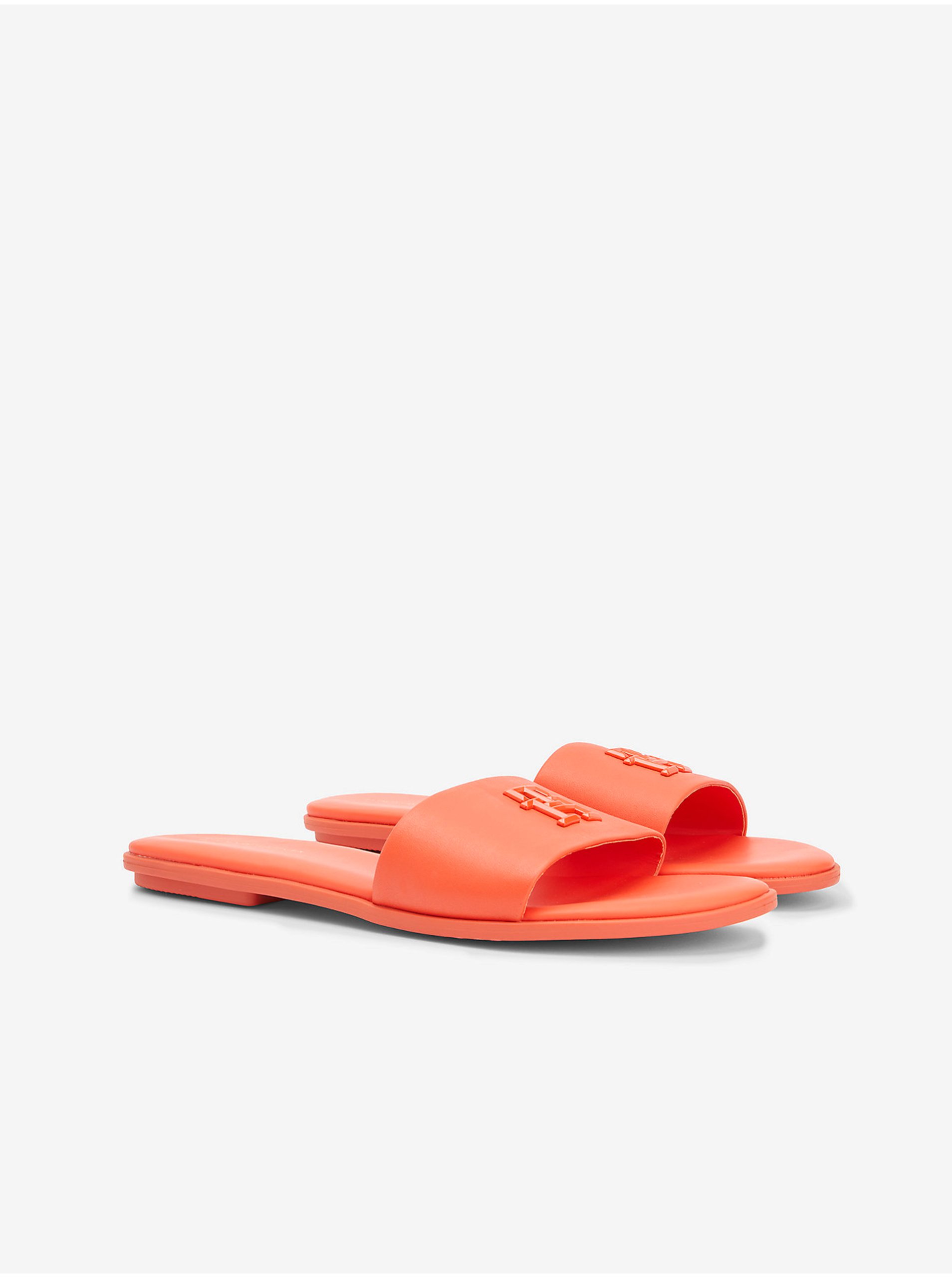 E-shop Oranžové dámské kožené pantofle Tommy Hilfiger