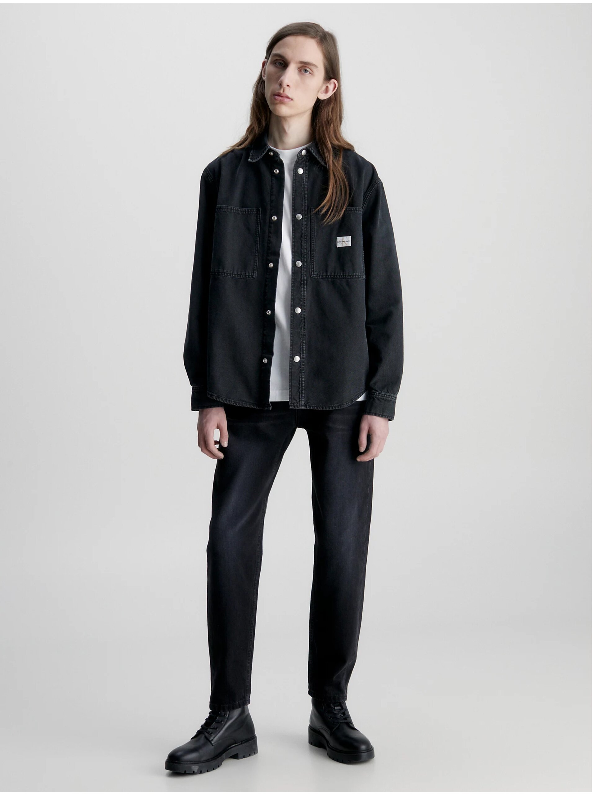 E-shop Čierna pánska vrchná džínsová košeľa Calvin Klein Jeans