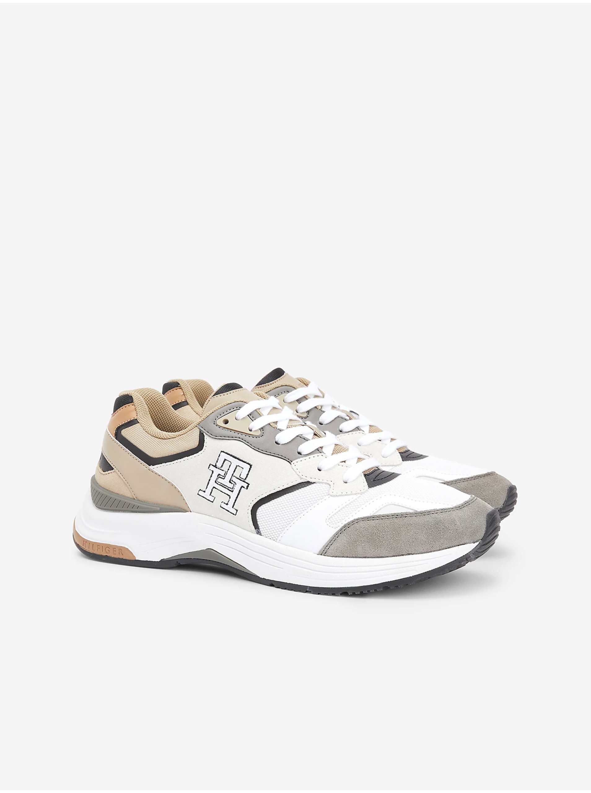 Lacno Béžovo-biele pánske tenisky s koženými detailmi Tommy Hilfiger Modern Prep Sneaker