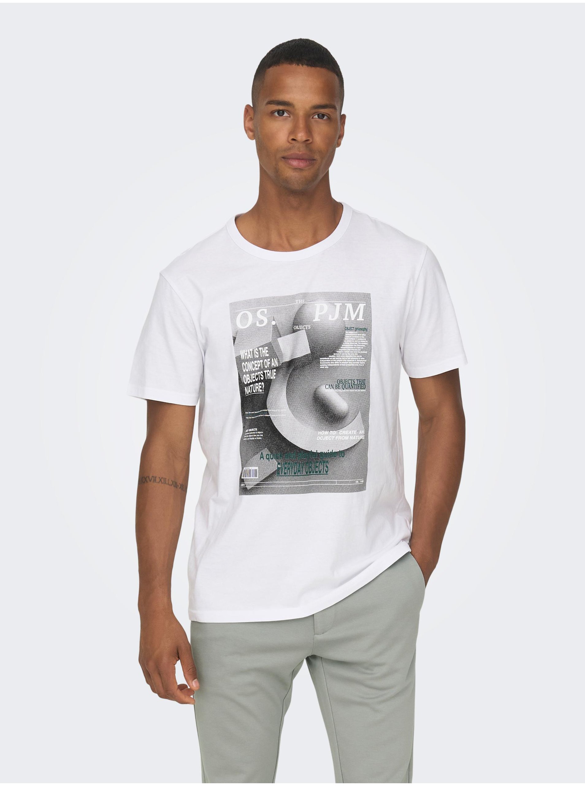 E-shop Biele pánske tričko ONLY & SONS Todd