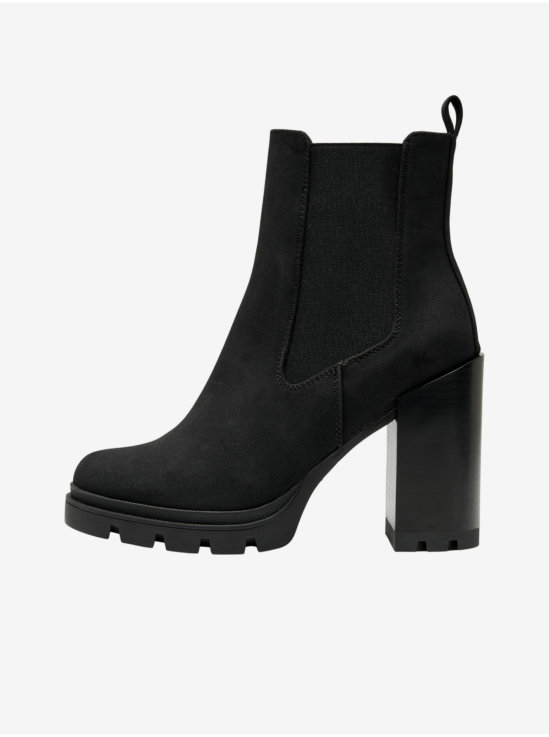 E-shop Čierne dámske členkové topánky v semišovej úprave ONLY Brave