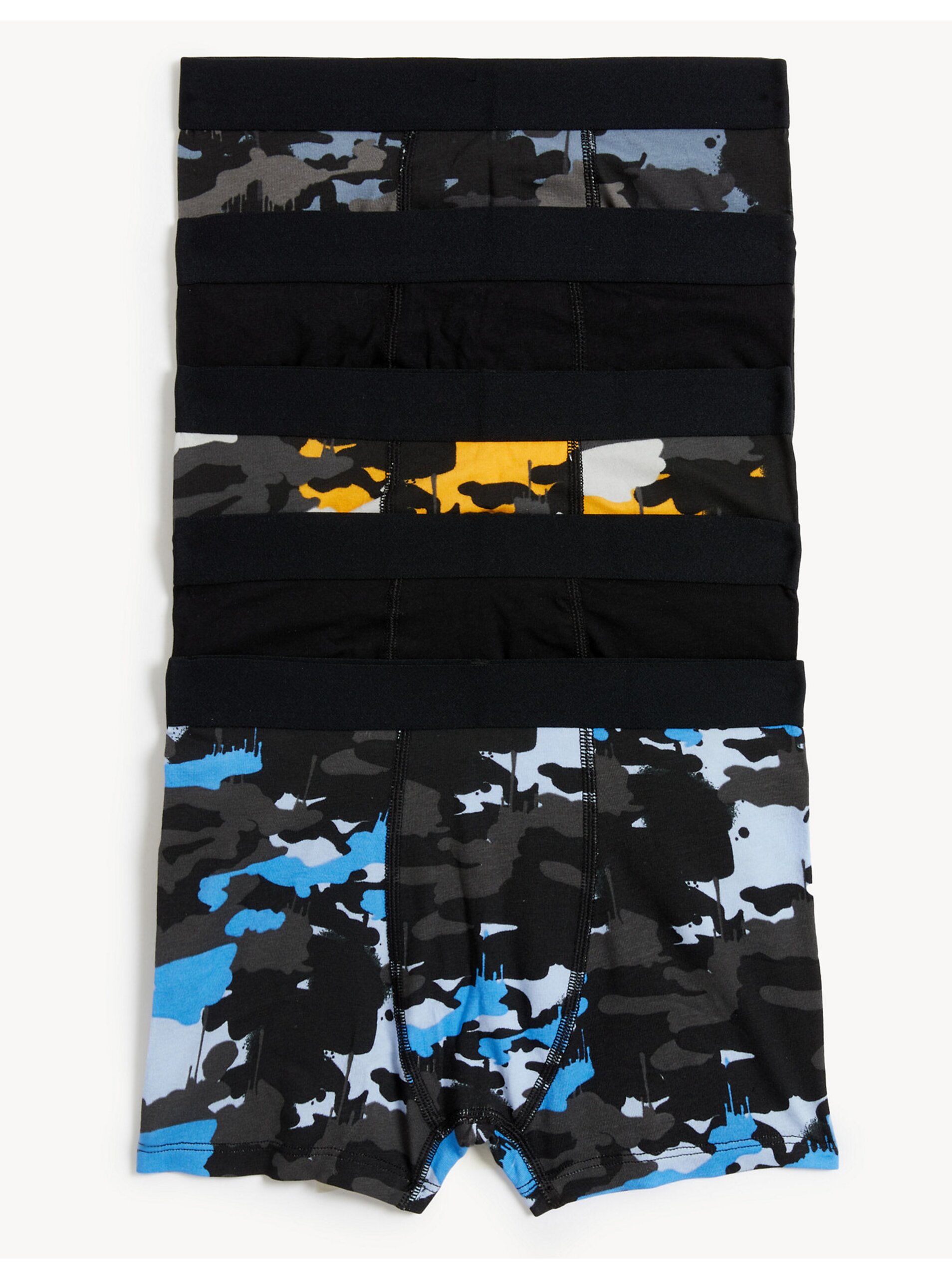 Levně Sada pěti klučičích boxerek v černé, šedé a modré barvě Marks & Spencer
