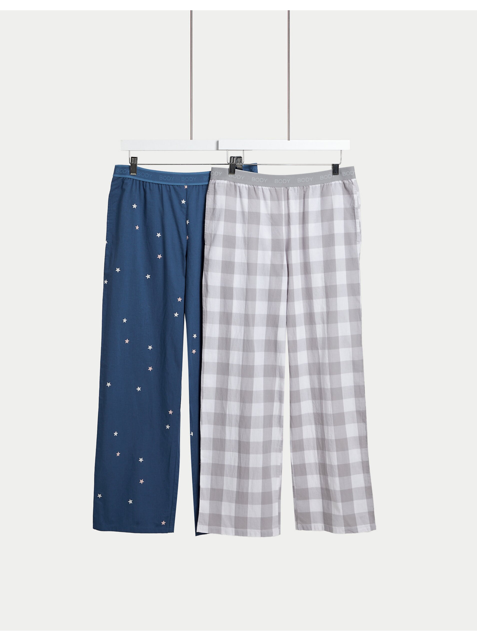 Lacno Súprava dvoch dámskych spodných dielov pyžamá v modrej a šedej farbe Marks & Spencer