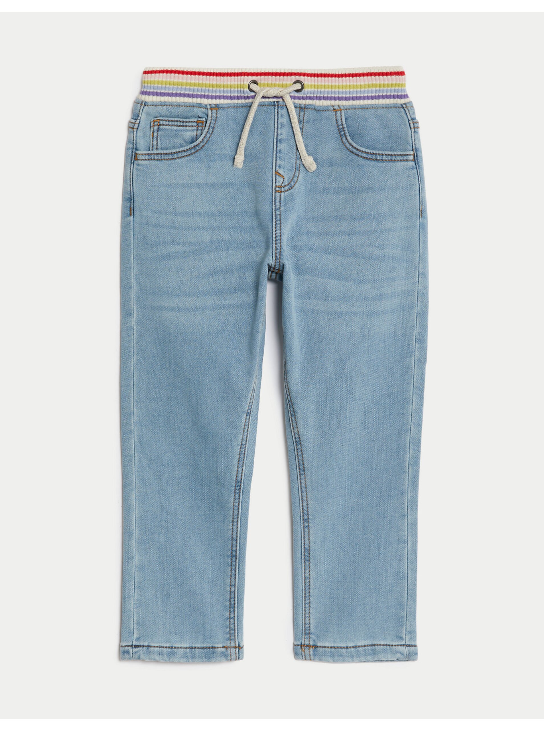 Levně Světle modré holčičí straight fit džíny Marks & Spencer