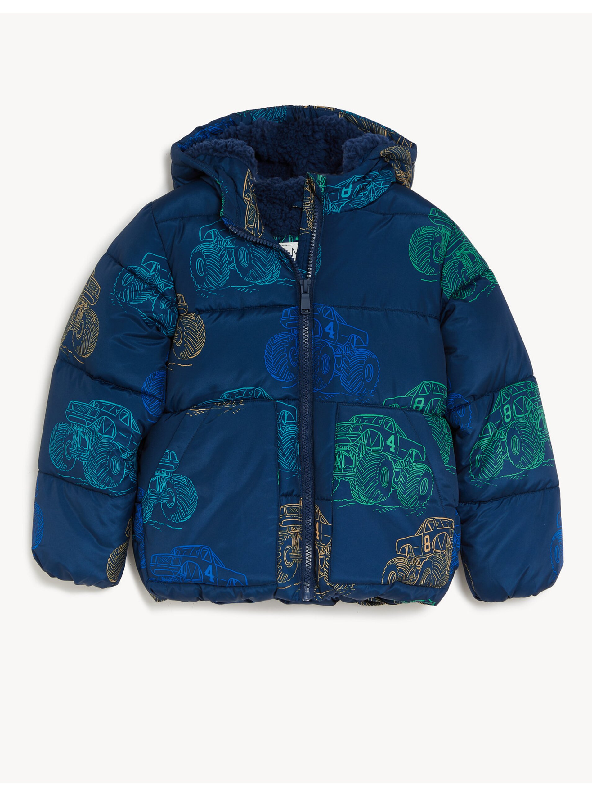 Lacno Tmavomodrá chlapčenská zimná prešívaná bunda Marks & Spencer