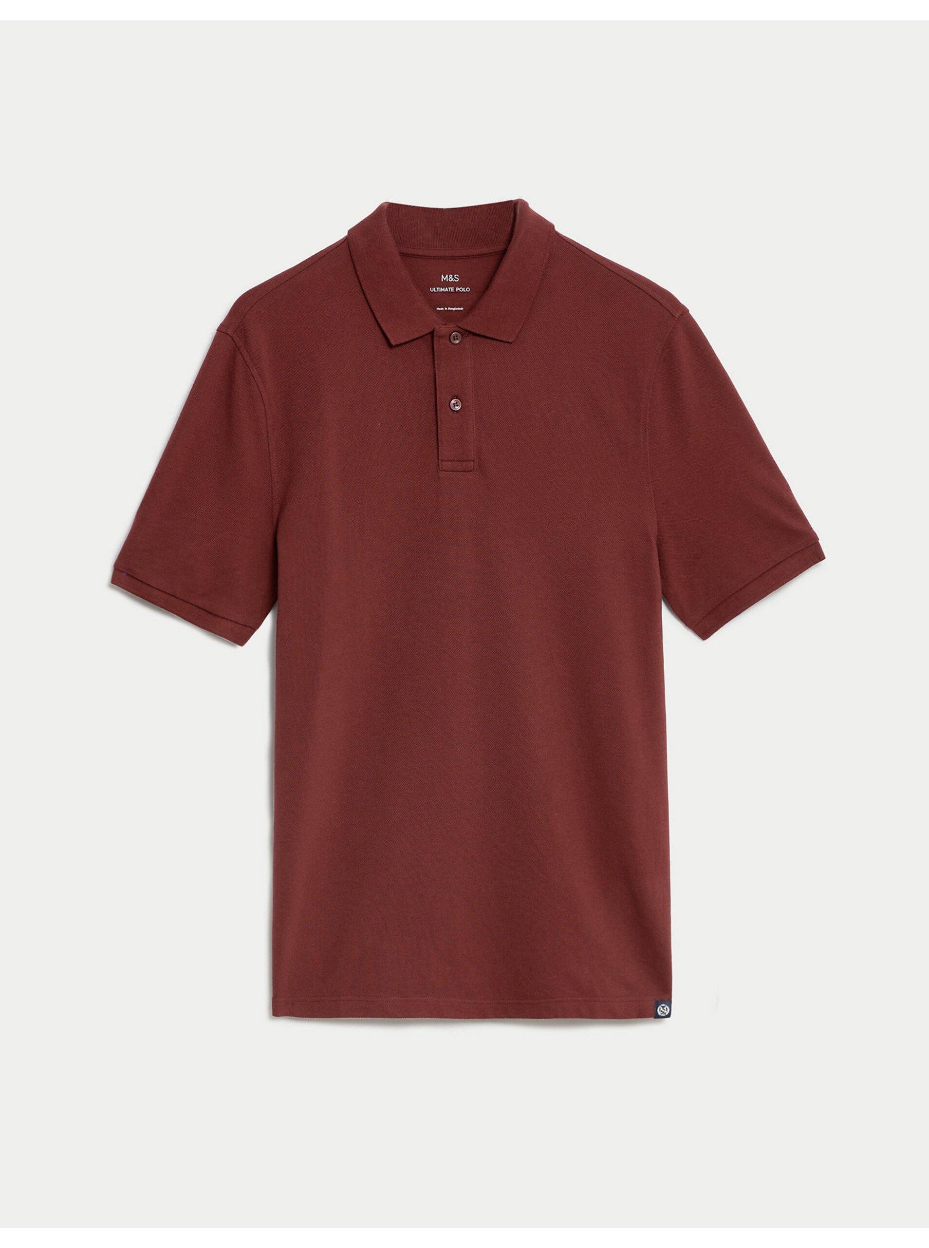 Levně Vínové pánské basic polo tričko Marks & Spencer
