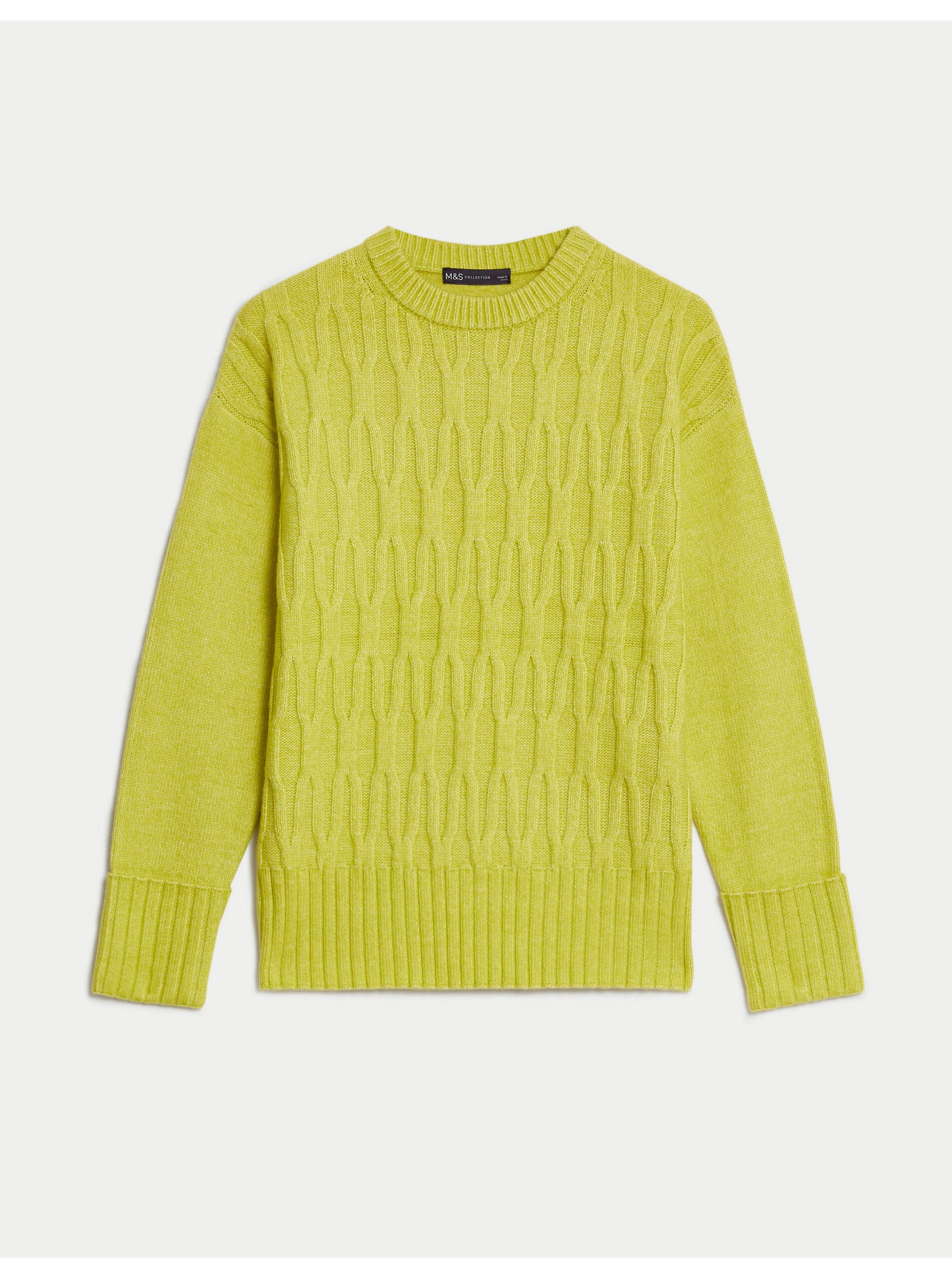 Lacno Svetlozelený dámsky vzorovaný sveter Marks & Spencer