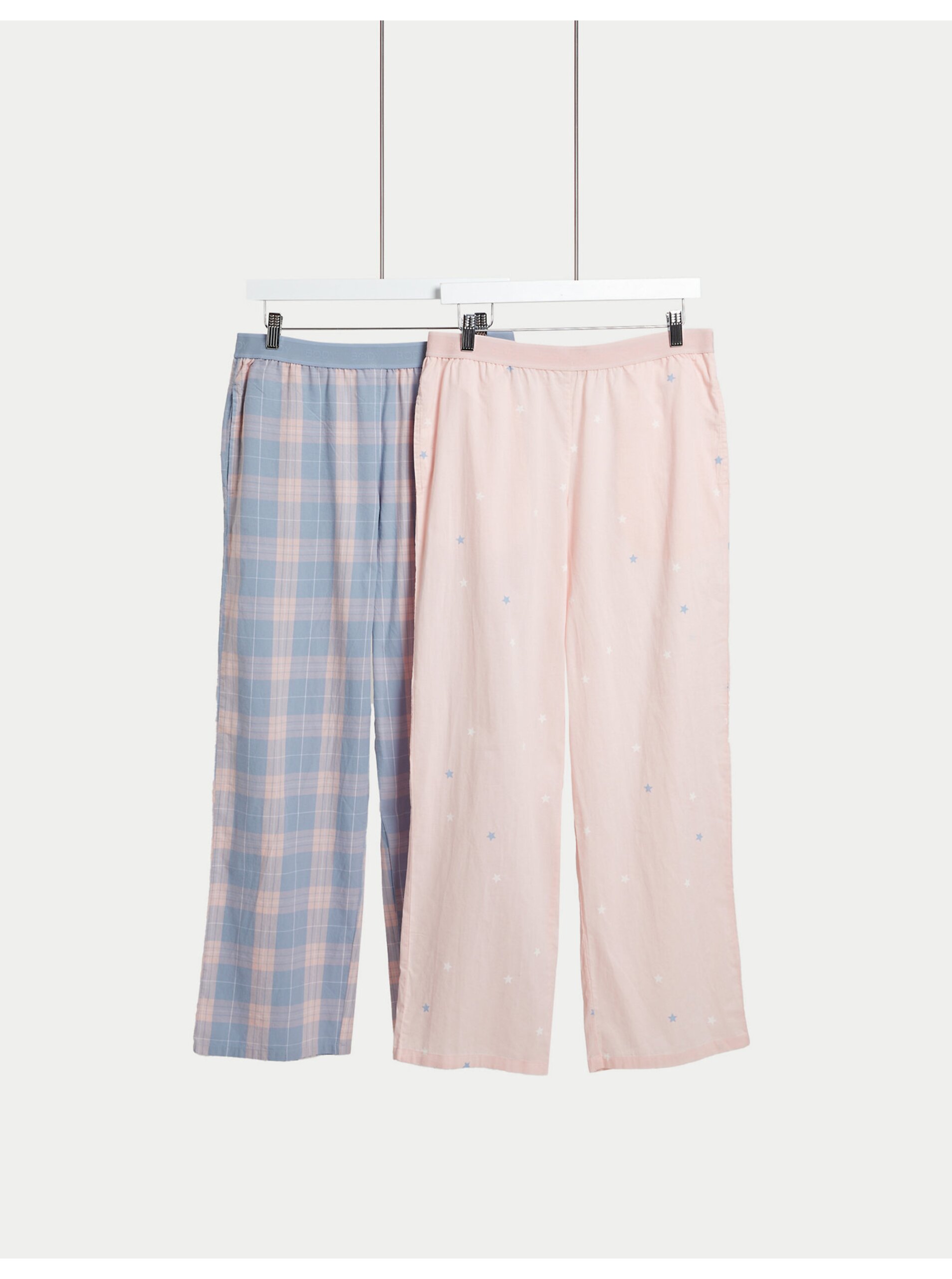 Lacno Súprava dvoch dámskych spodných dielov pyžamá v ružovej a modrej farbe Marks & Spencer