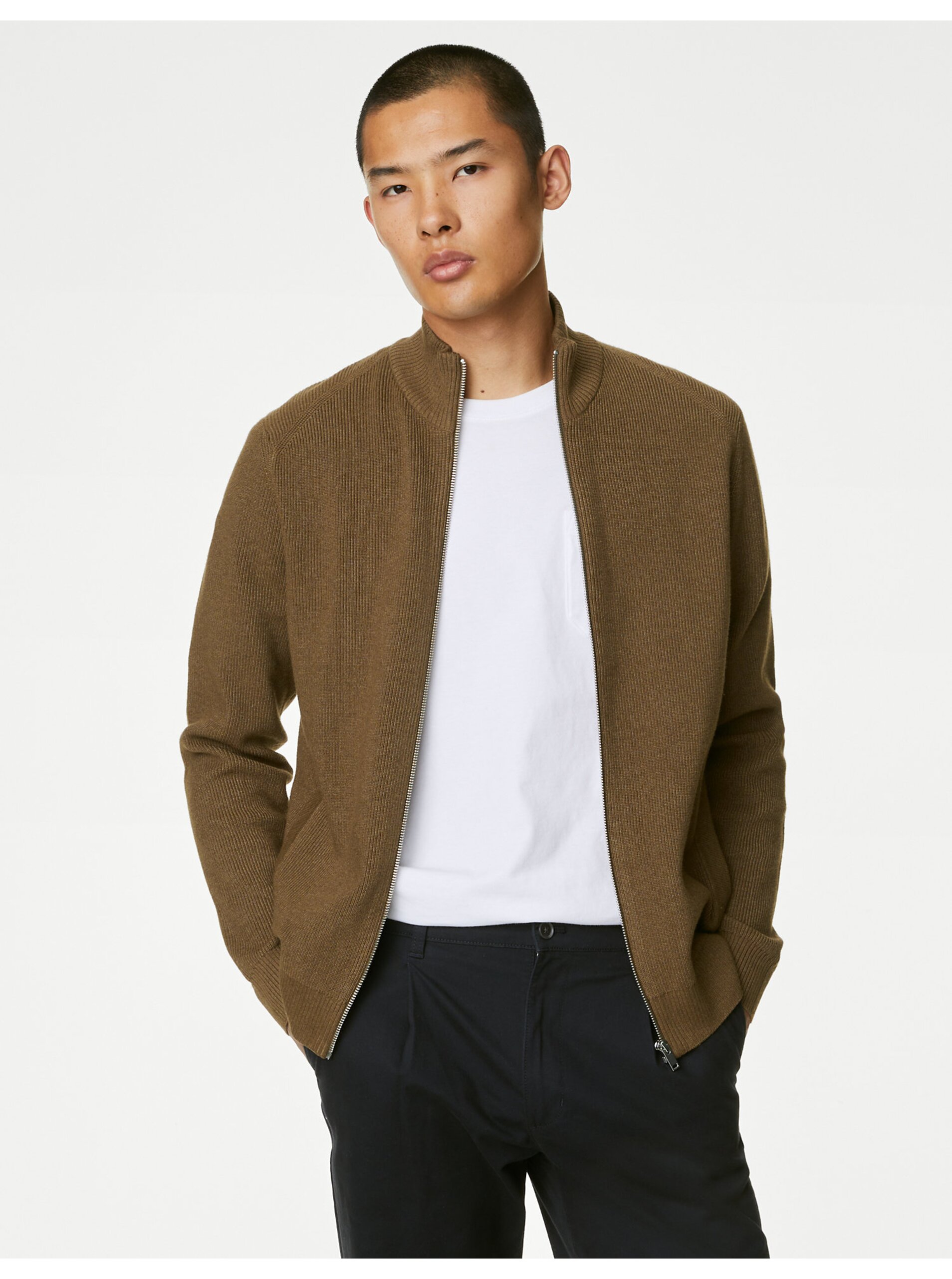 Lacno Hnedý pánska sveter Marks & Spencer