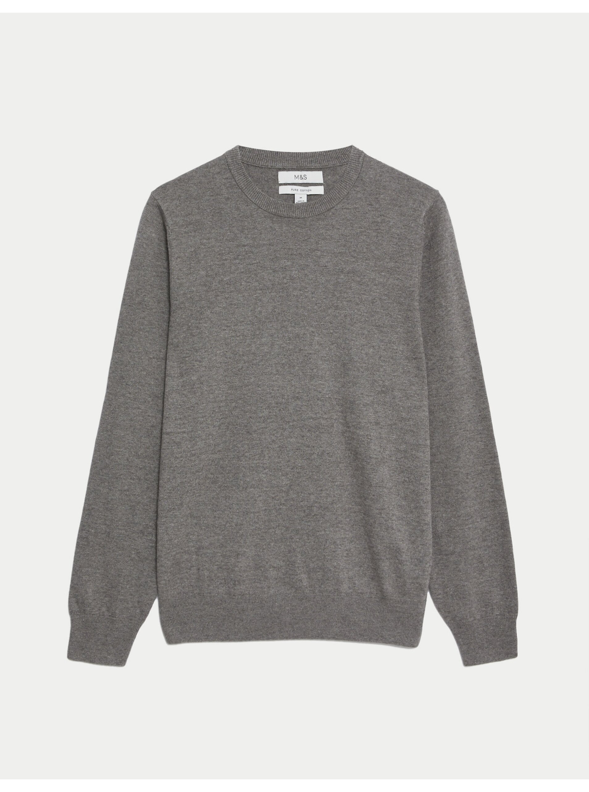 Lacno Sivý pánsky basic sveter Marks & Spencer