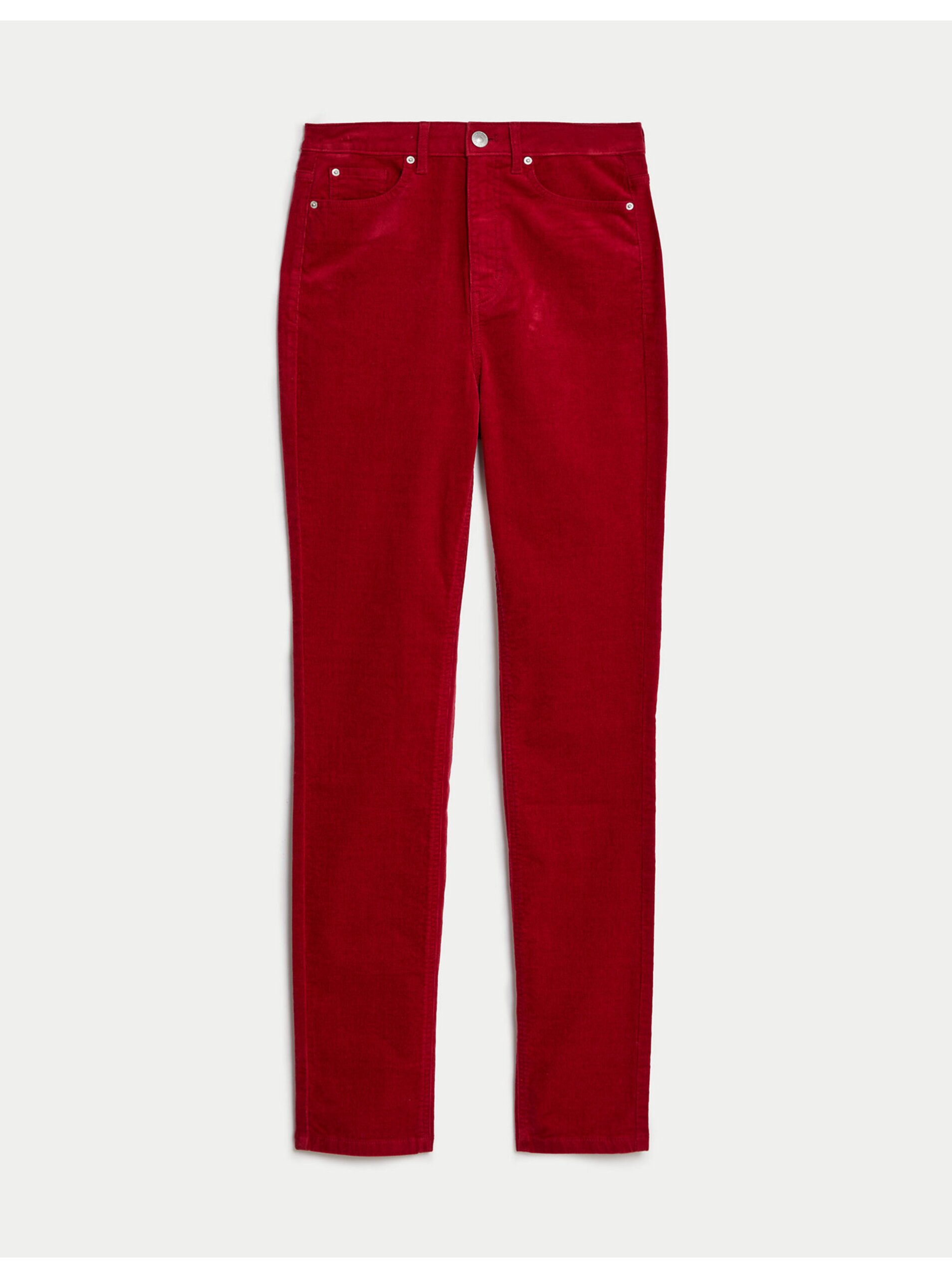 E-shop Červené dámské manšestrové kalhoty Marks & Spencer