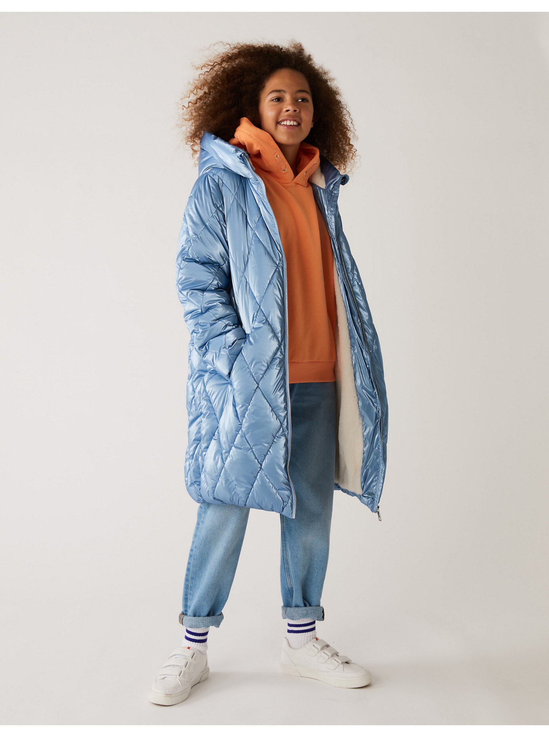 Lacno Svetlomodrý dievčenský zimný prešívaný kabát s technológiou Stormwear™ Marks & Spencer