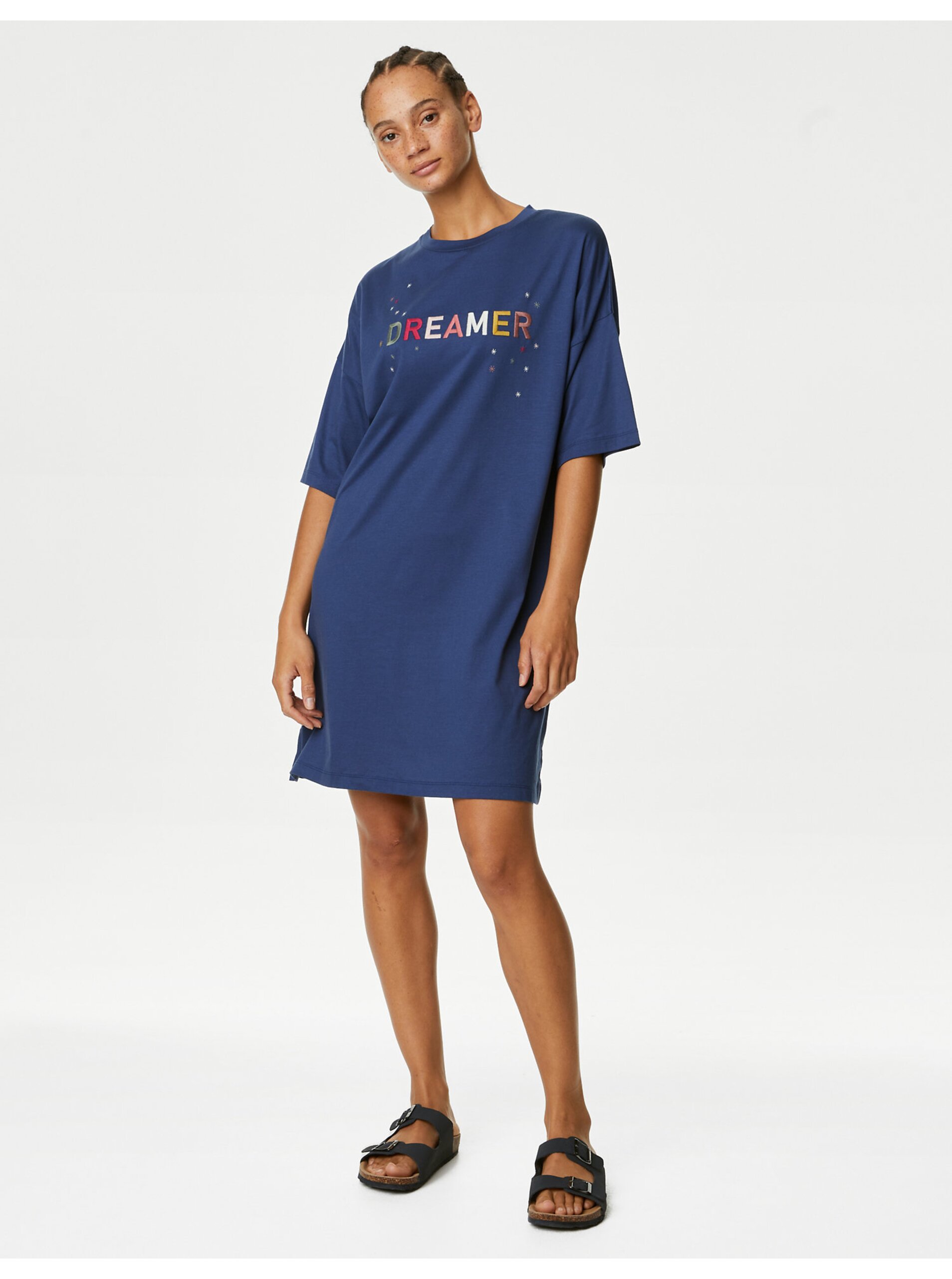 Levně Modrá dámská noční košile s nápisem Marks & Spencer Cool Comfort™