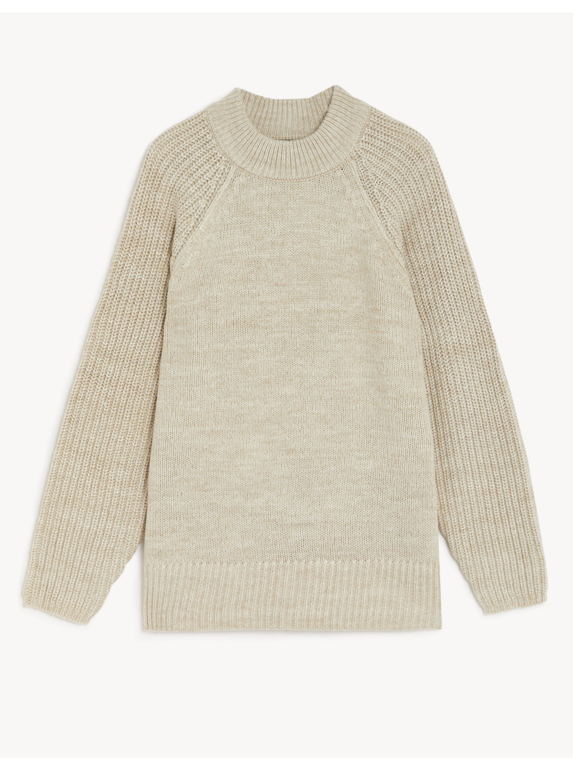 Lacno Béžový dámsky dlhý rebrovaný sveter Marks & Spencer